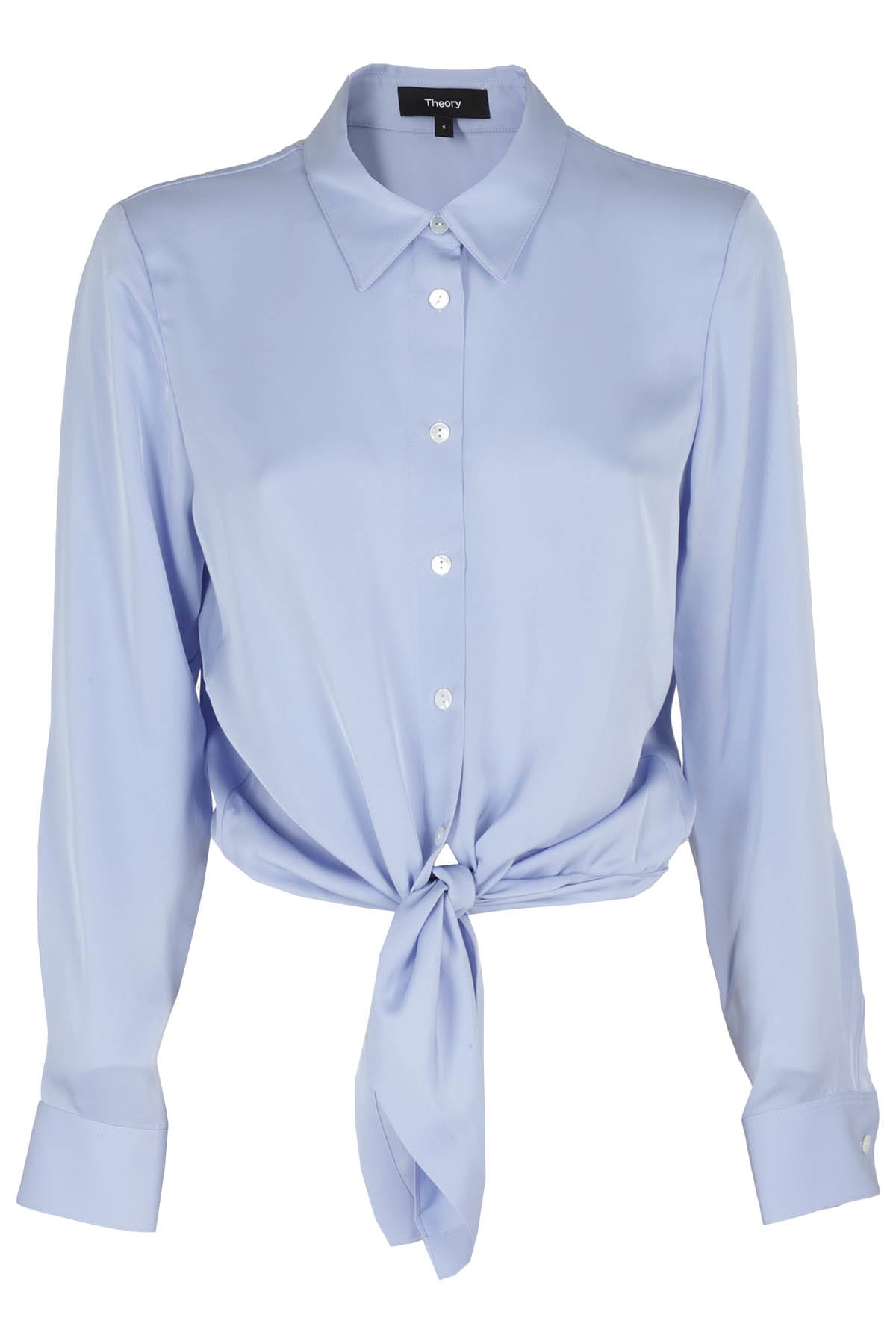 Theory Button-front Tie Waist Top In U Ragatta