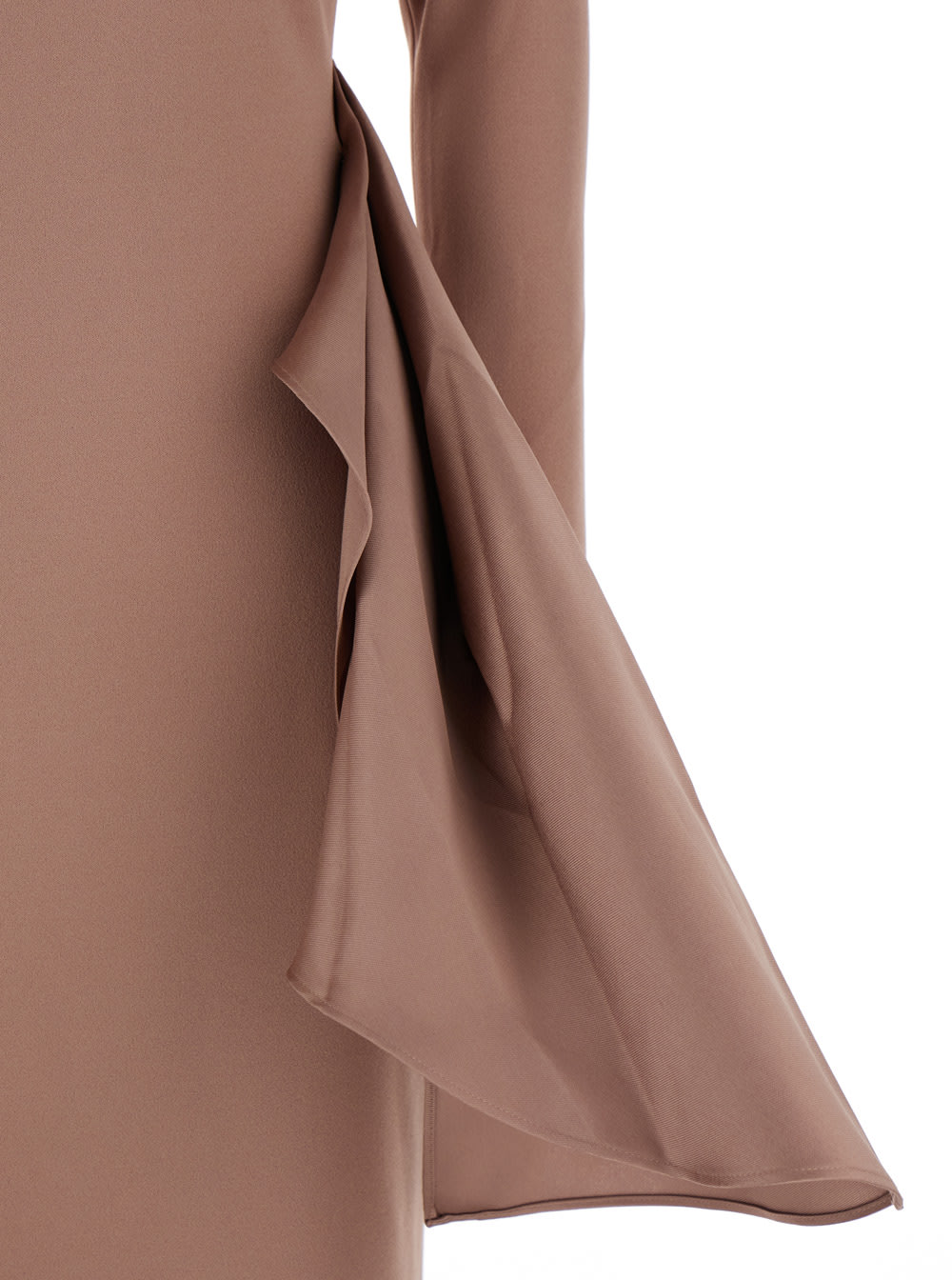 Solace London Kiana Brown Long Dress With Boat Neckline And Maxi Draped Detail In Tech Fabric Stretch Woman In Pink