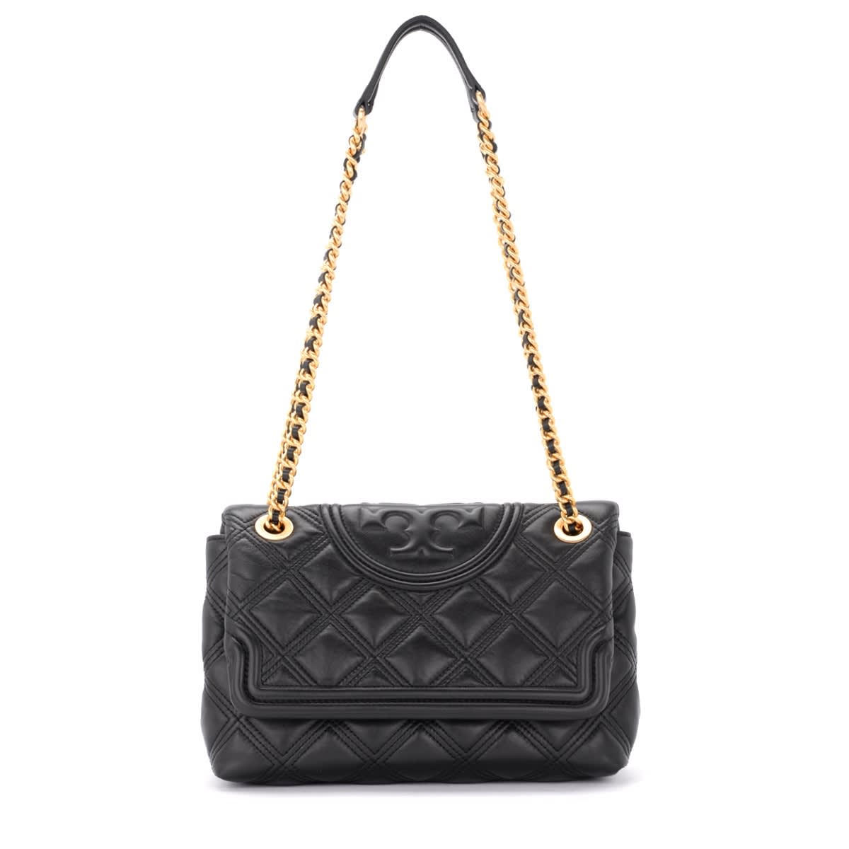 Tory Burch Fleming Shoulder Bag In Black Quilted Leather