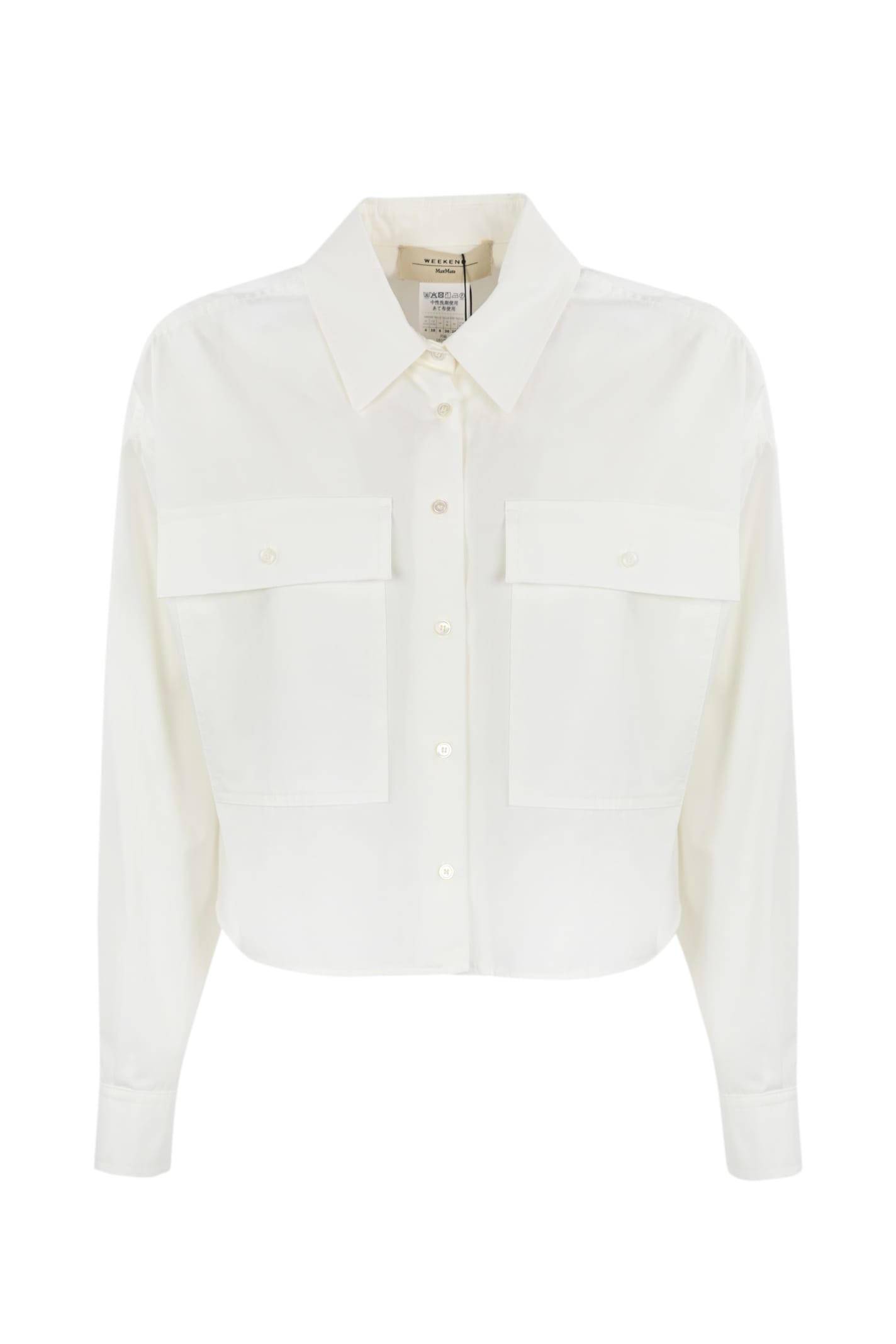 Weekend Max Mara Carter Poplin Crop Shirt In Off White