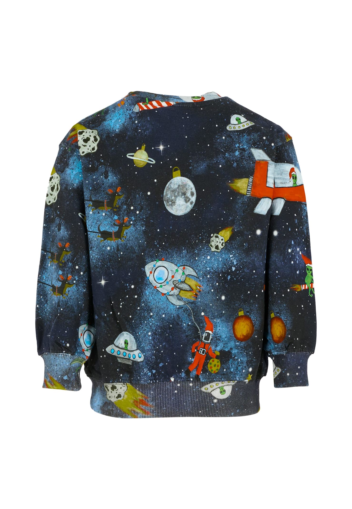 Molo Blue Sweatshirt For Boy With Alien In Multi