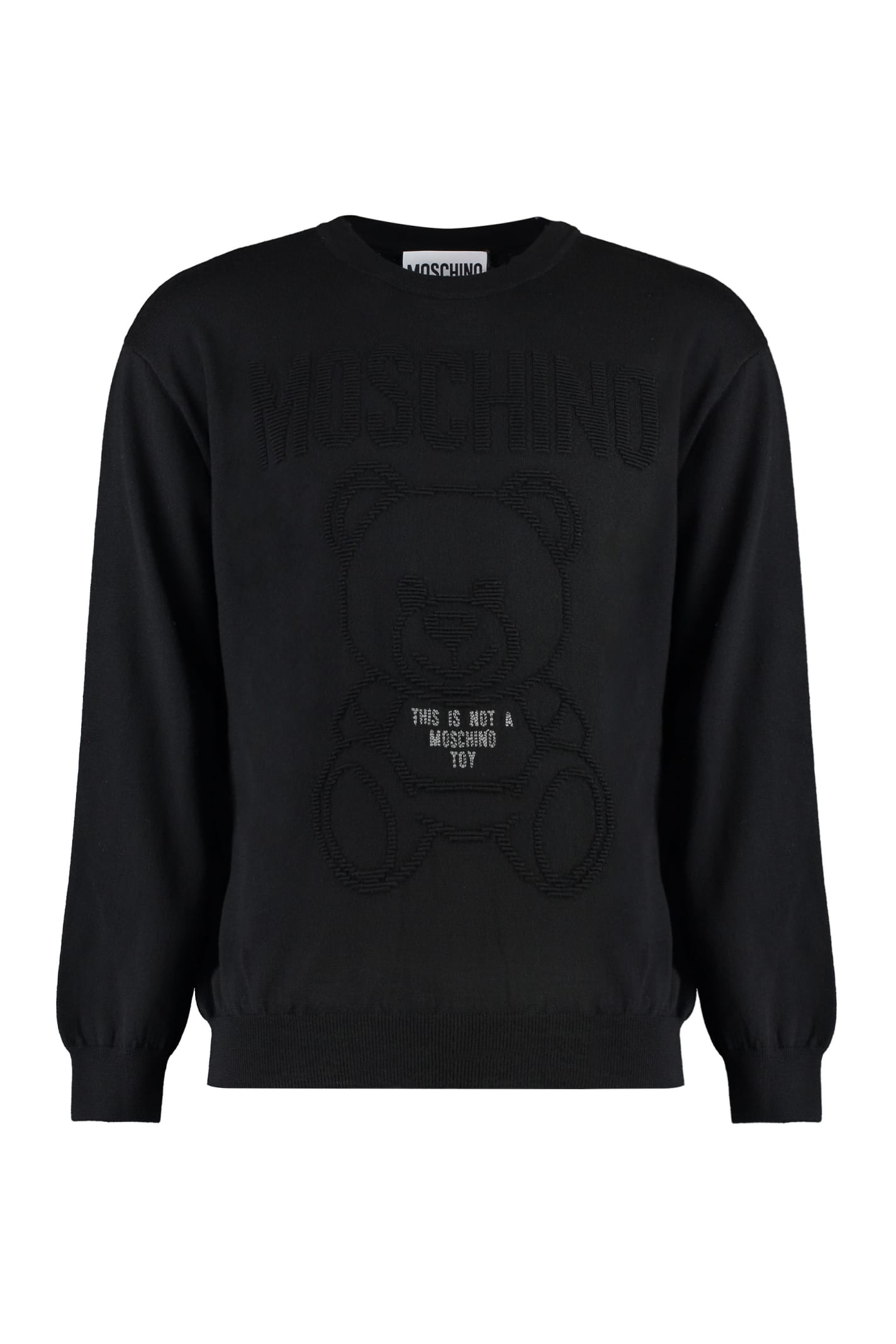 Shop Moschino Wool Crew-neck Sweater In Black