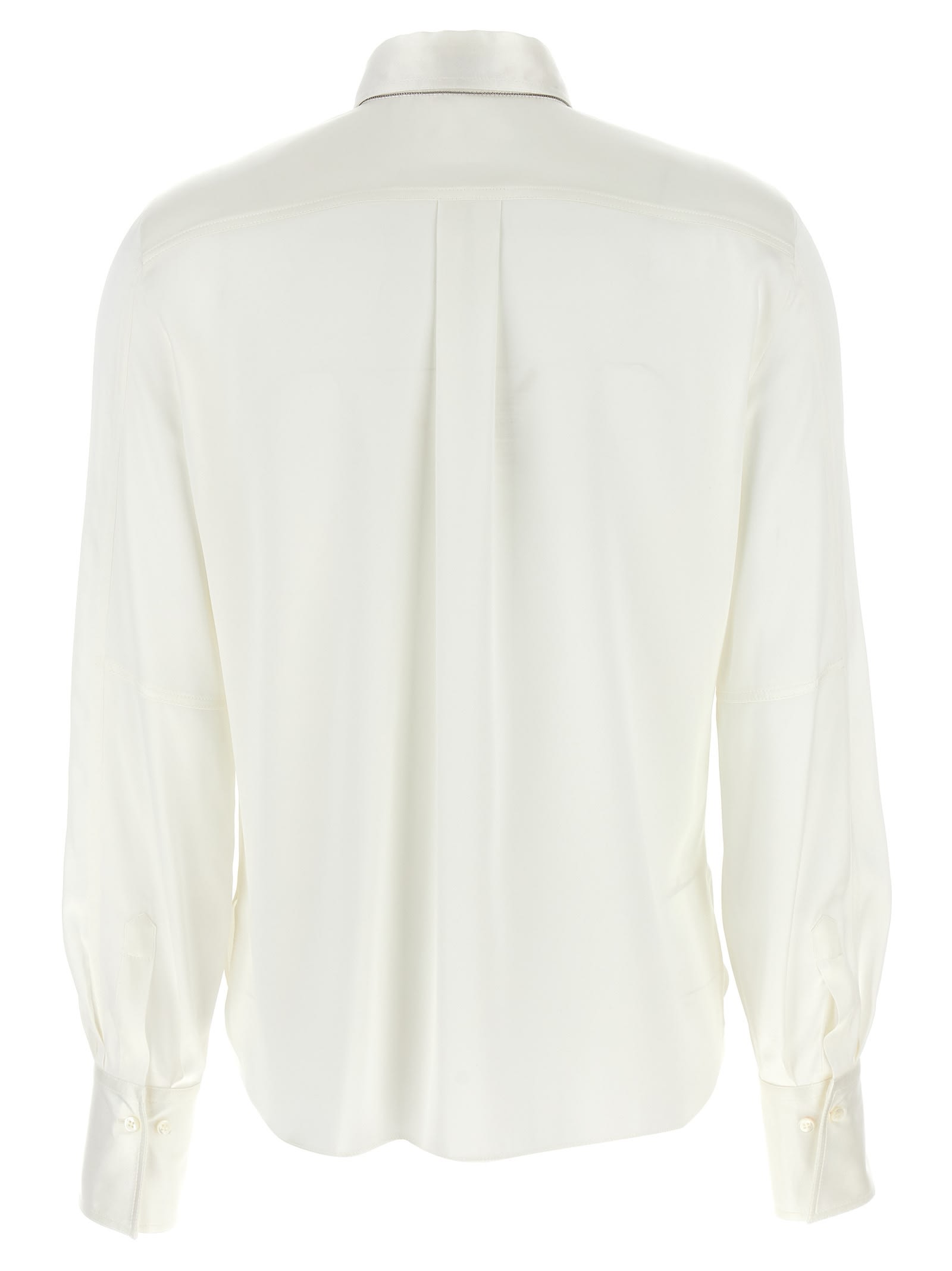 Shop Brunello Cucinelli Monile Silk Shirt In White