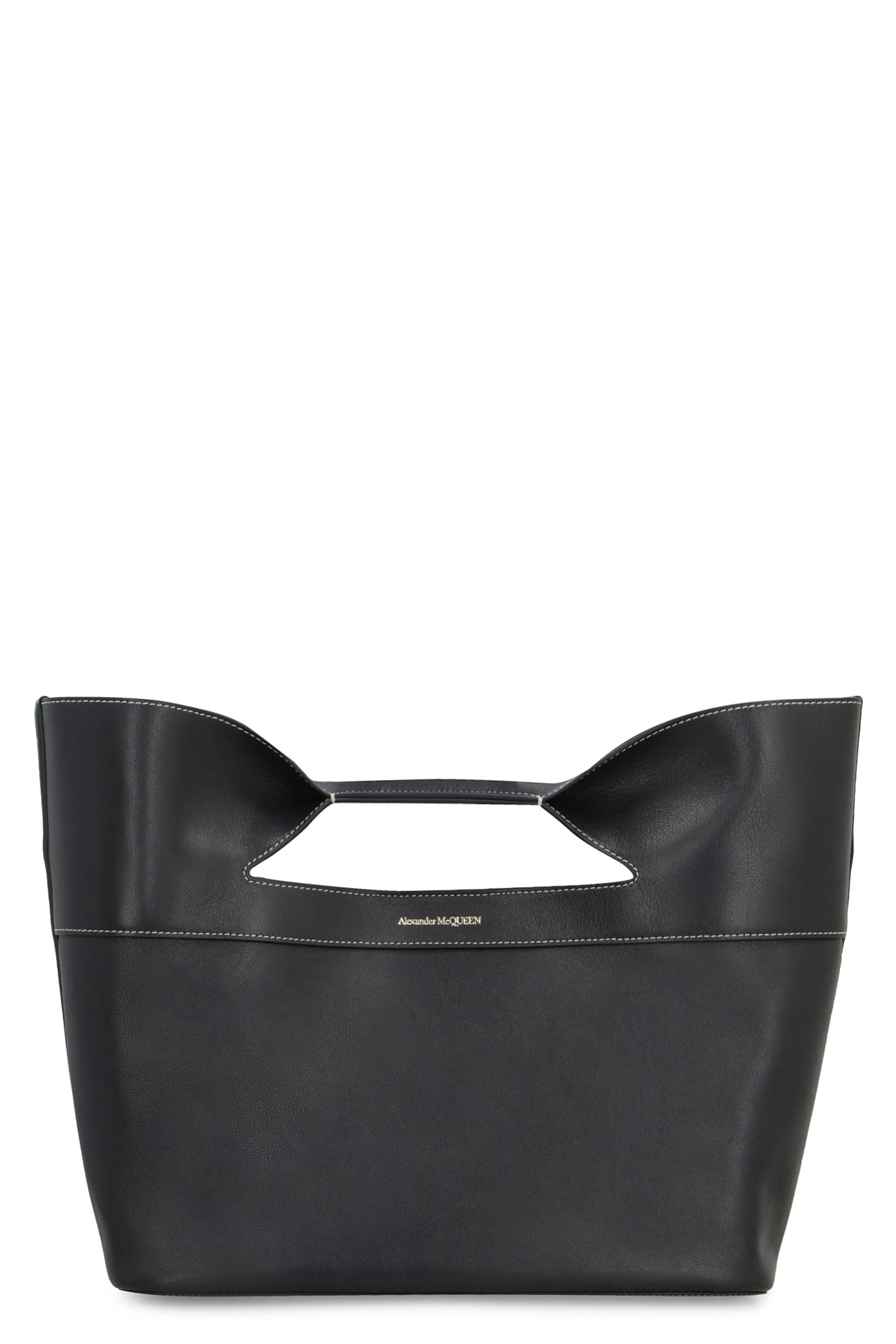 Shop Alexander Mcqueen The Bow Leather Bag In Black