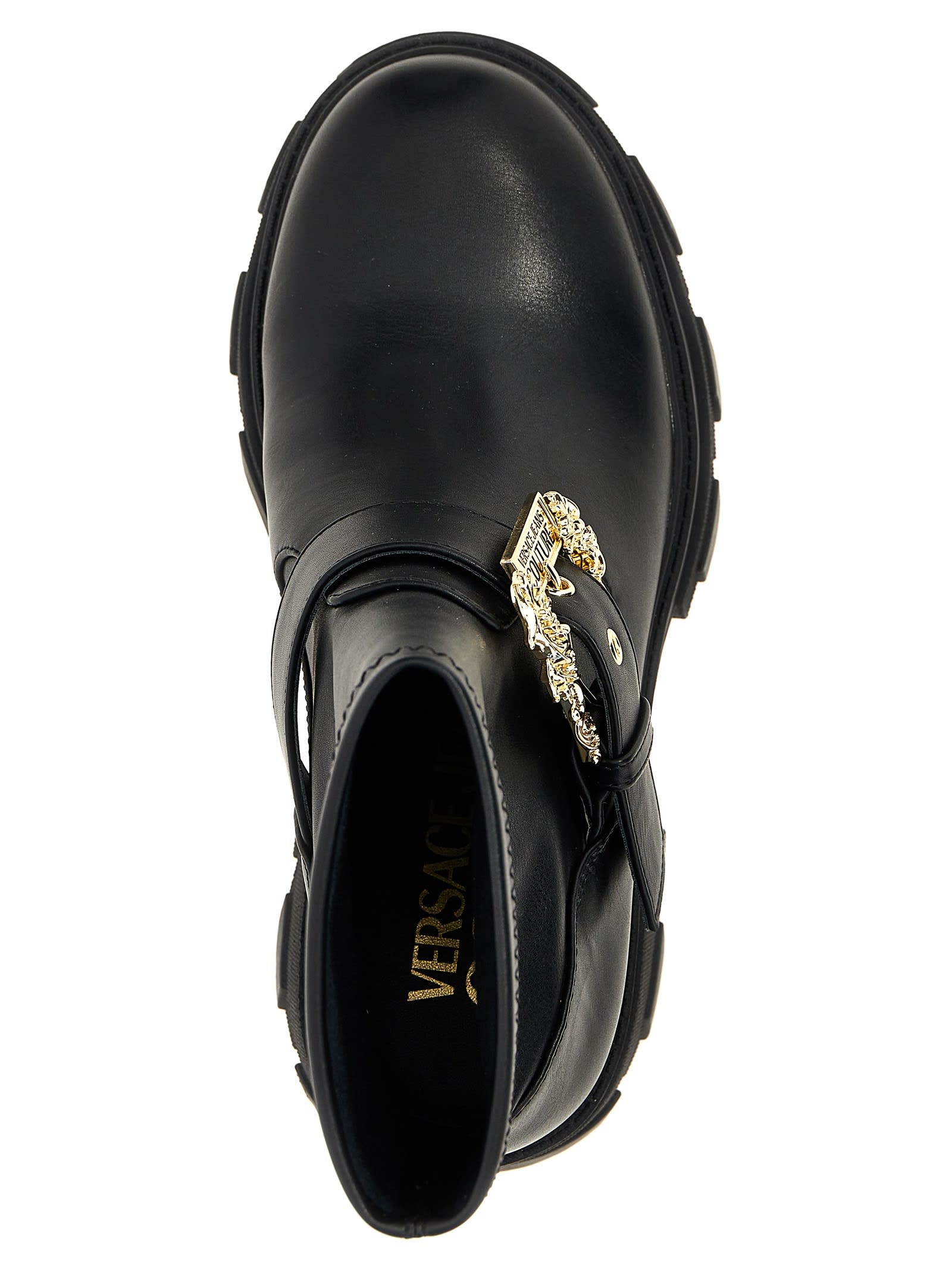 Versace Jeans Couture 'sophie' Block Heel Ankle Boots In Black