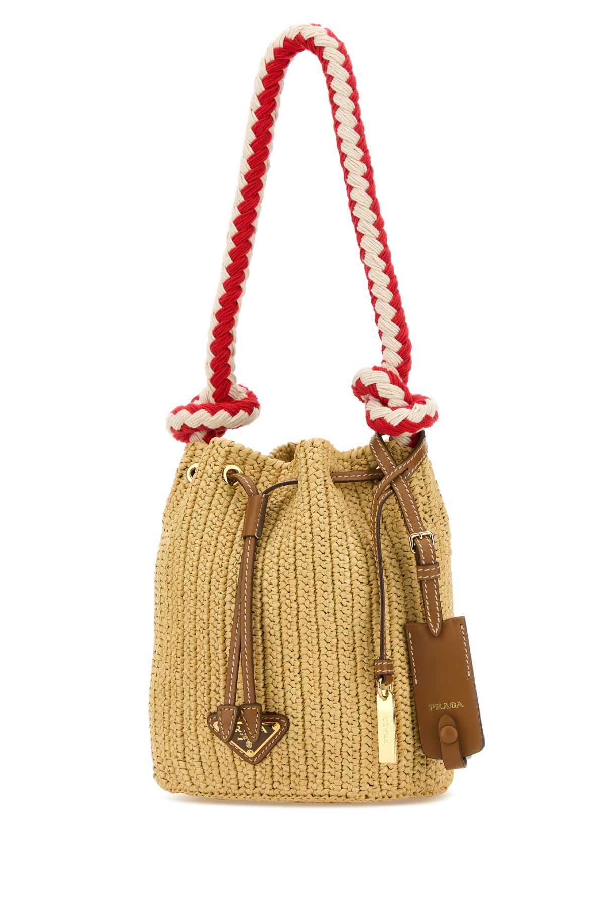 Prada Mini Bucket Bag With Braided Handle And Woven Texture