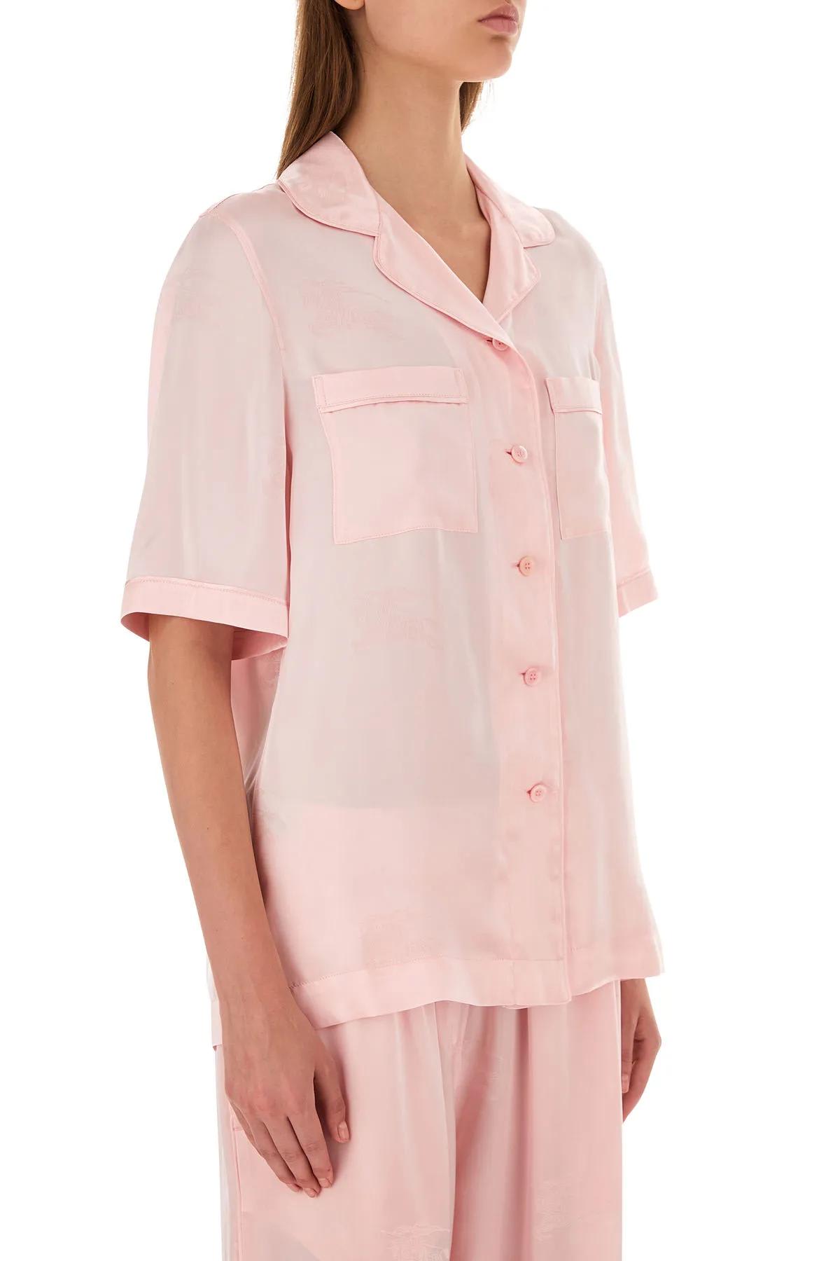 Burberry Ekd Jacquard Silk Pyjama Shirt In Pink