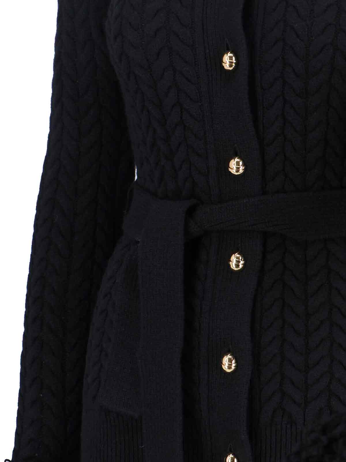 Patou Long Cardigan With Wool And Cashmere Fringes In Black