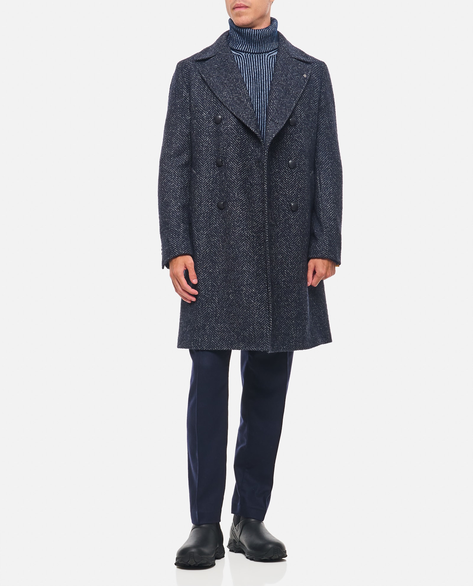 Shop Tagliatore Bruce Coat In Blue/grey