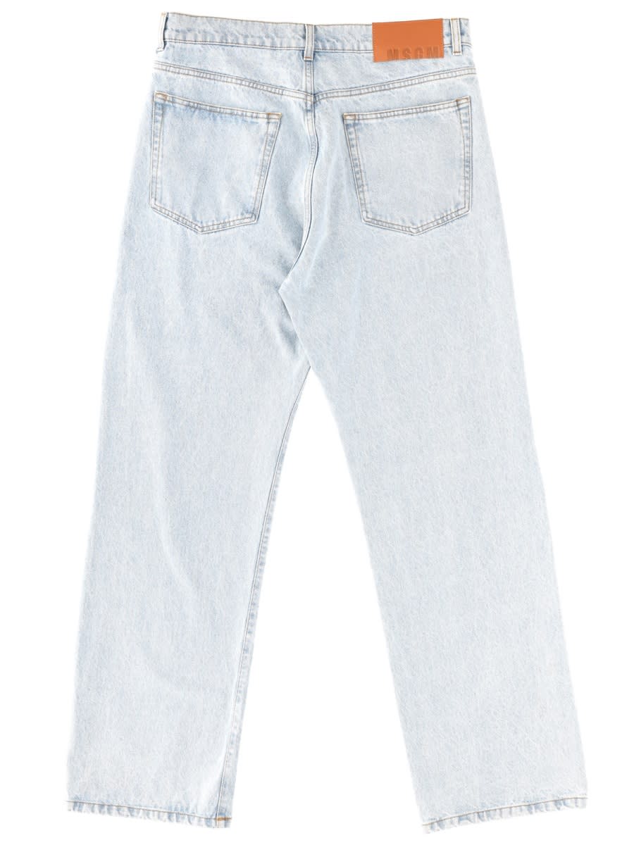 Msgm Jeans With Embroidered Logo In Gray