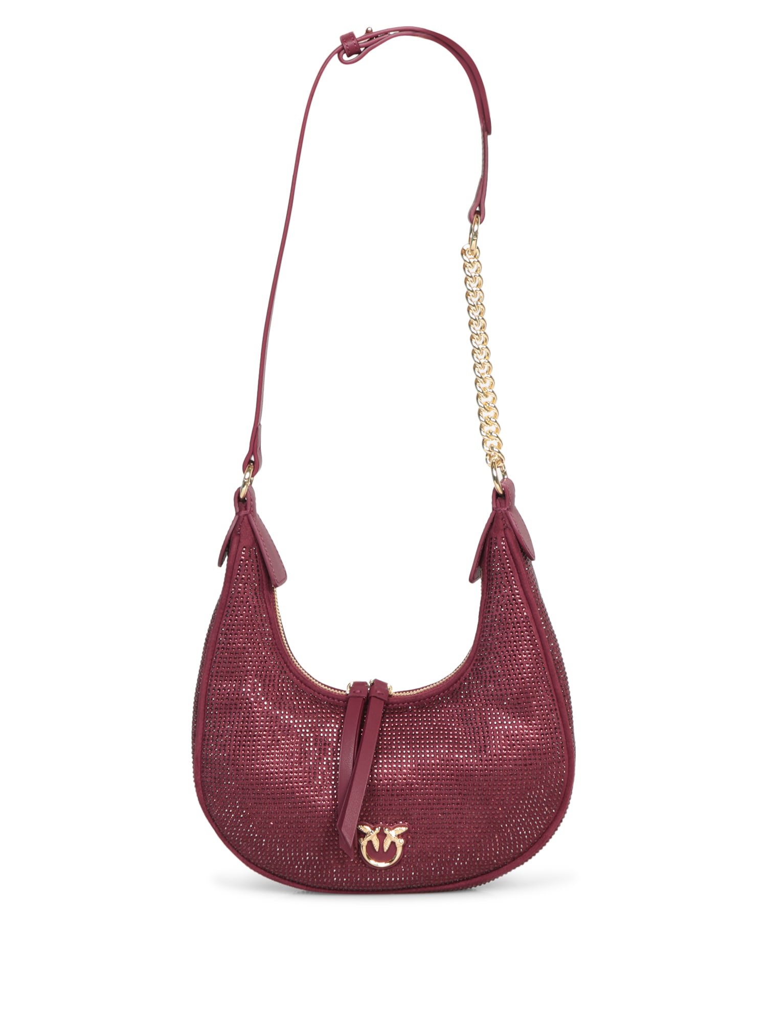 Shop Pinko Brioche Red Mini Strass Bag In Brown