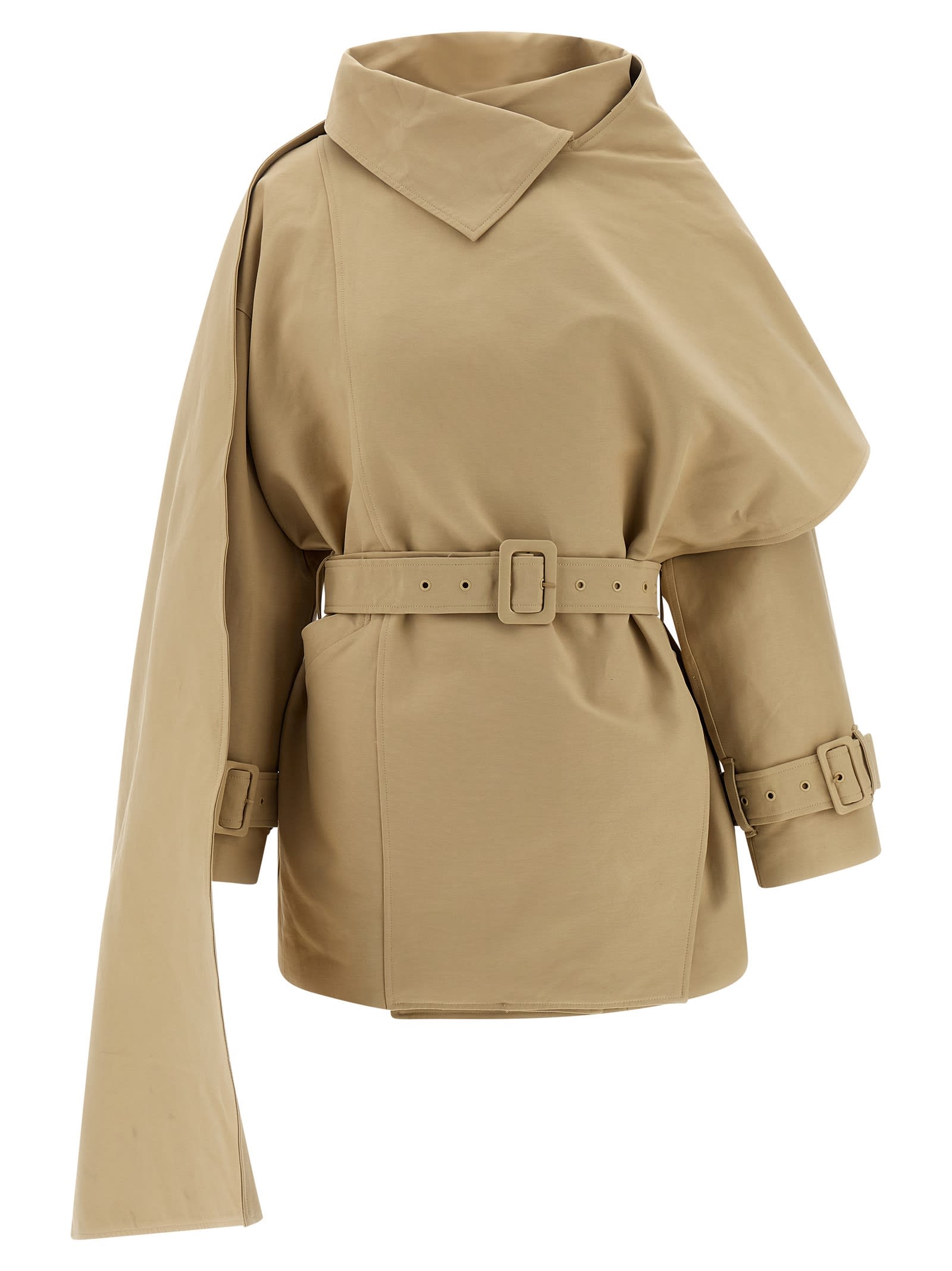 Entire Studios Mini Scarfcoat Coat In Brown