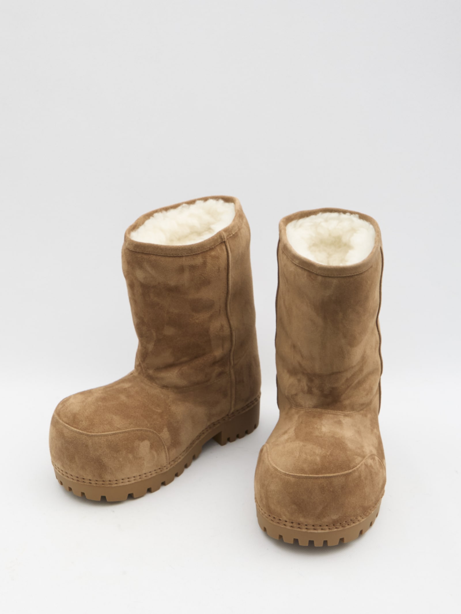 Shop Balenciaga Alaska Fur Low Boots In Brown