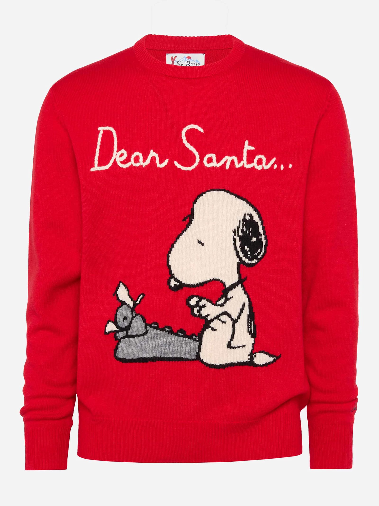 Mc2 Saint Barth Red Sweater Heron With Snoopy Jacquard And Embroidery Snoopy Peanuts® Special Edition In Red
