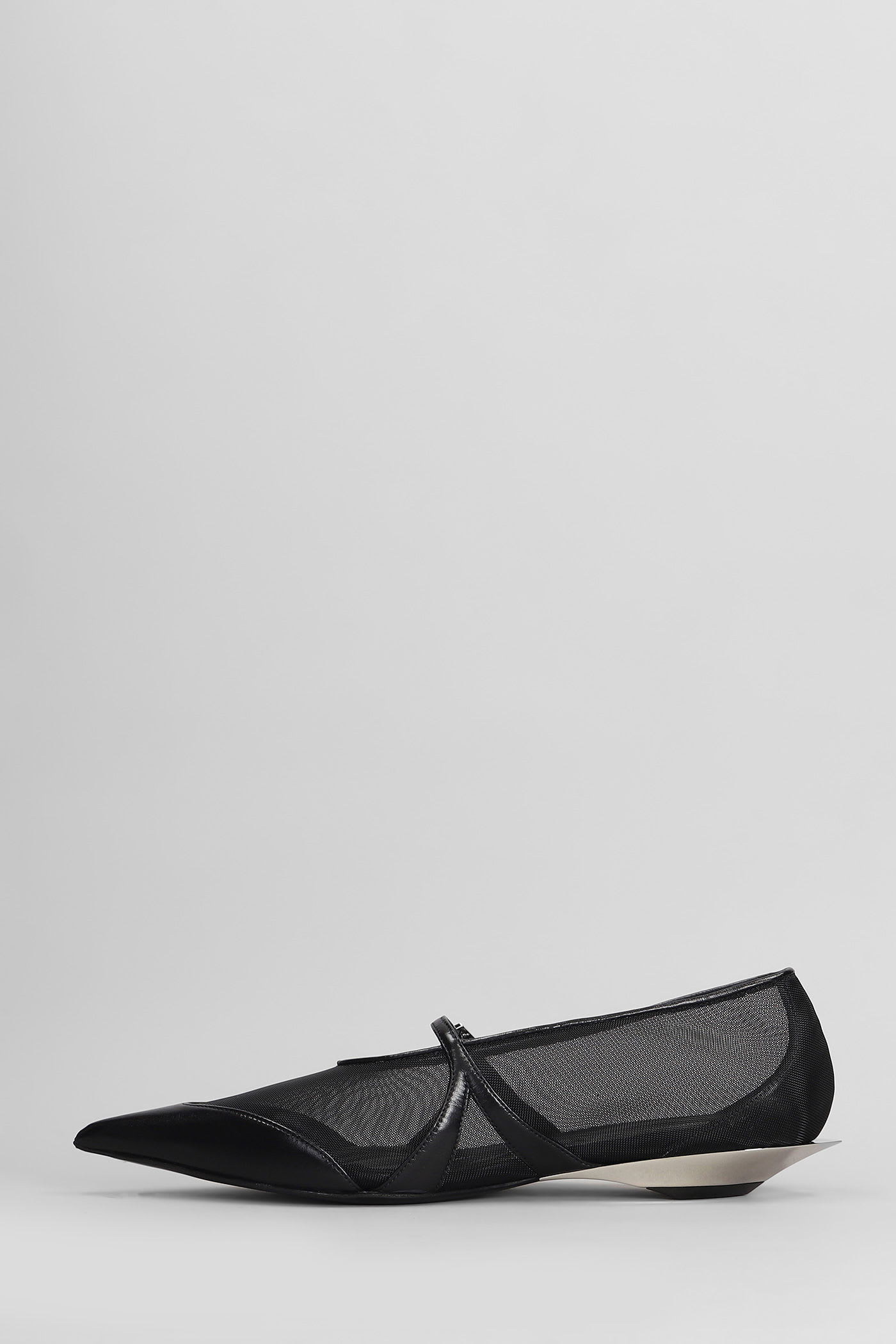 Mugler Ballet Flats In Black Polyamide In Black