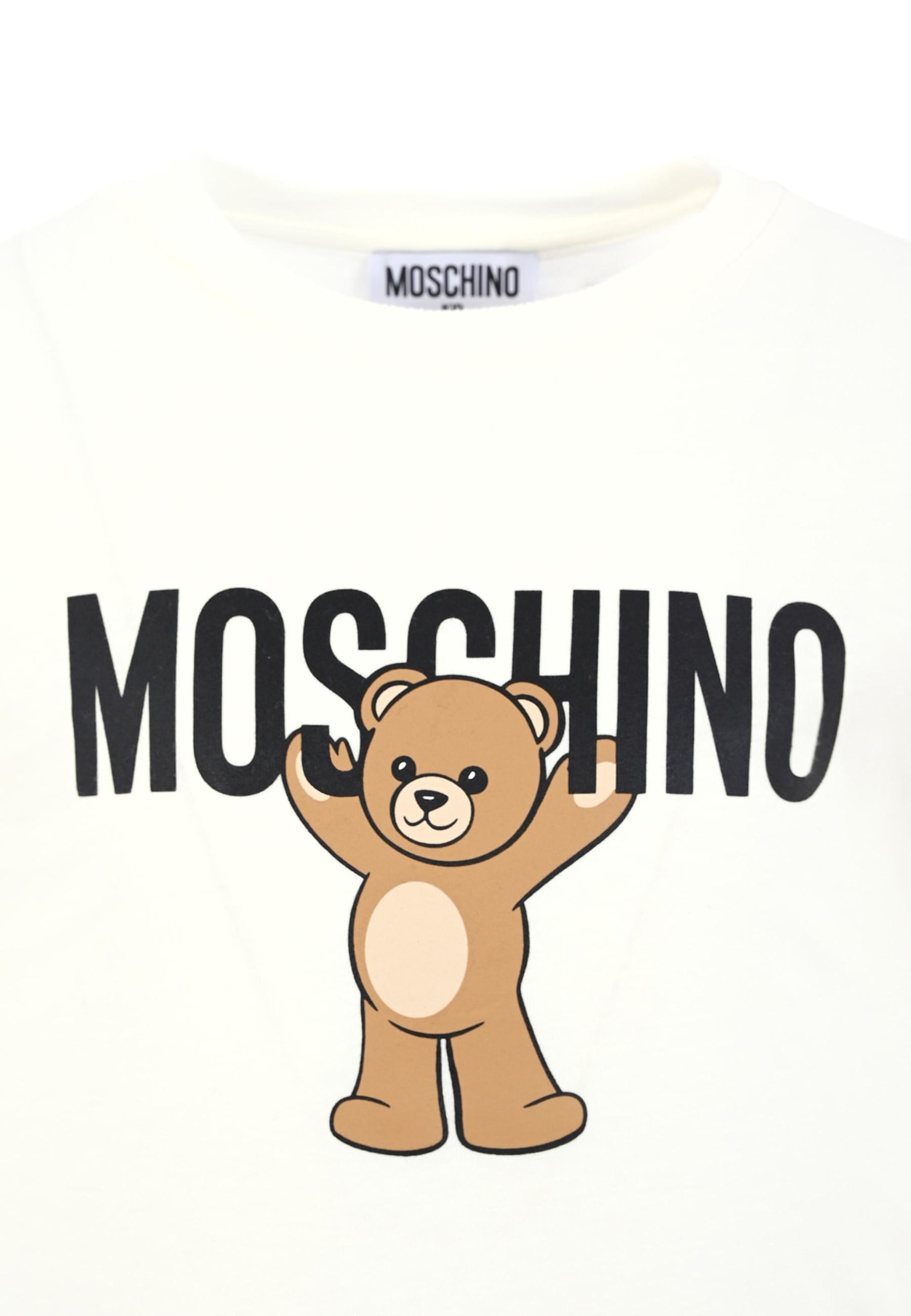 Moschino Ivory T-shirt For Kids With Teddy Bear In White