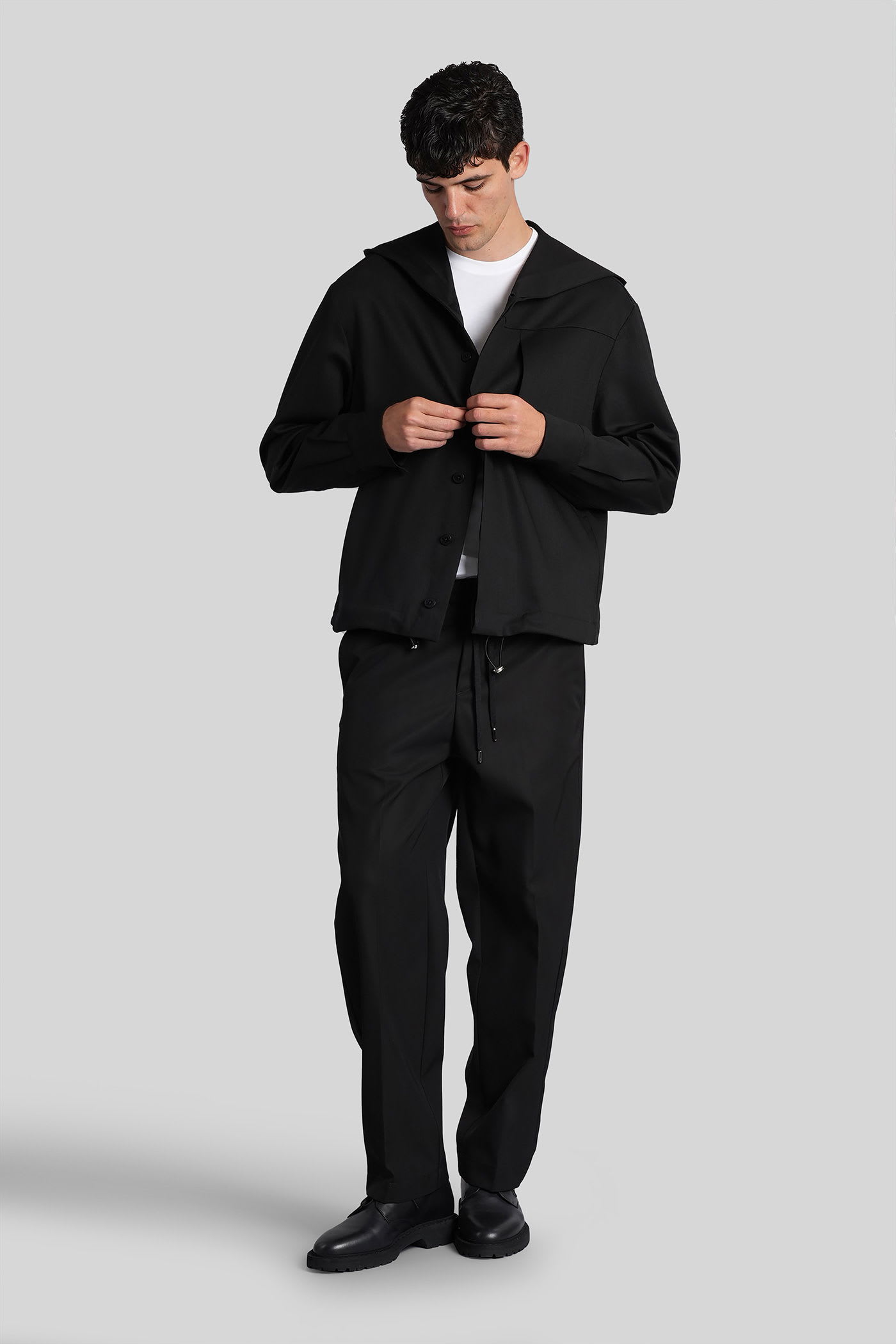 Costumein Hoodie T Casual Jacket In Black Wool In Black