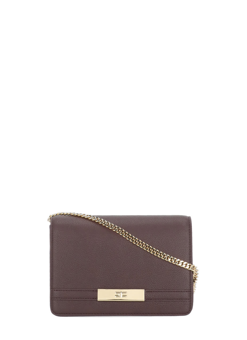 Elisabetta Franchi Rectangular Shoulder Bag Chain Strap In Burgundy
