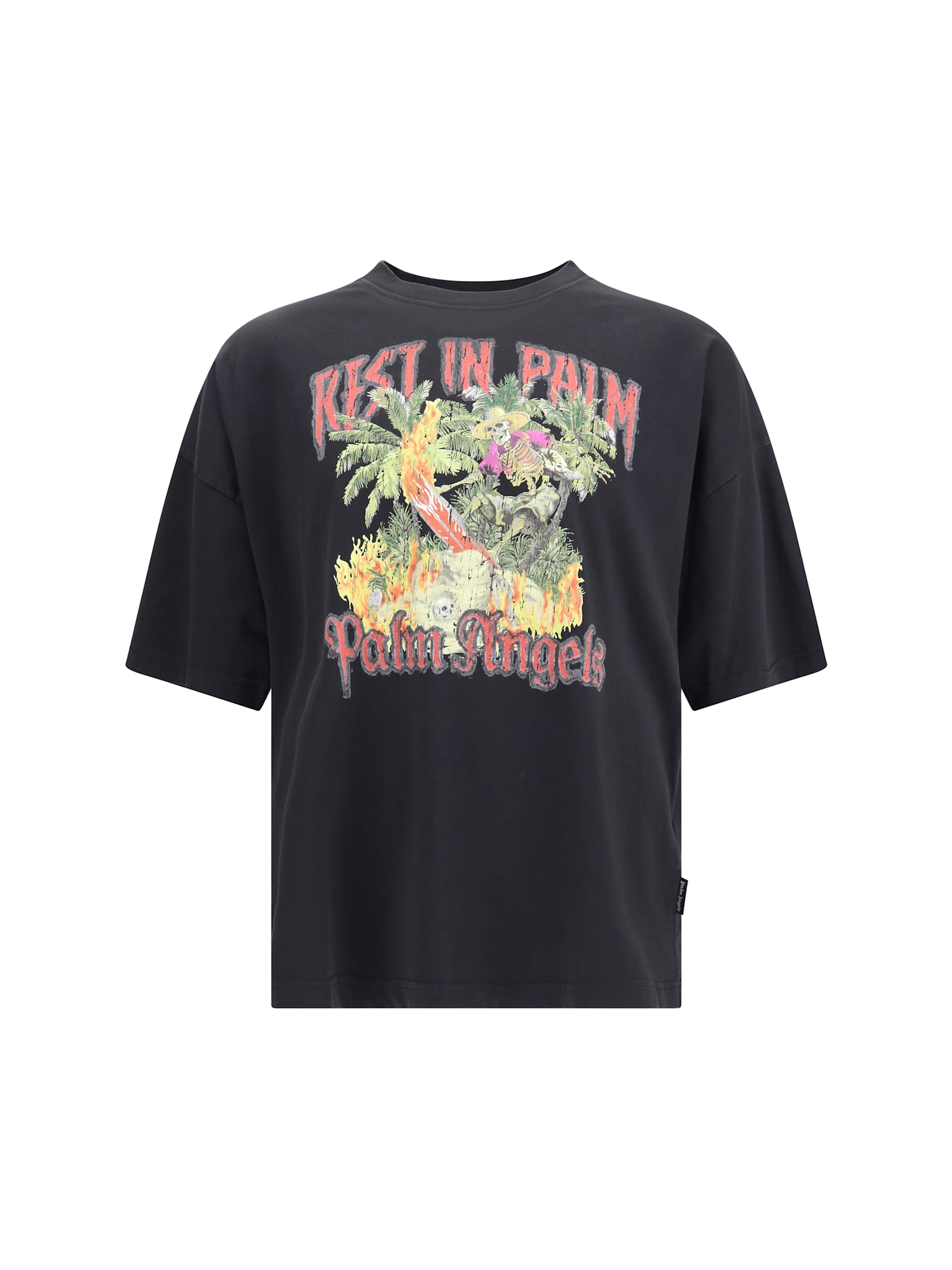 Palm Angels Rest And Relax Graphic Cotton T-shirt In Black