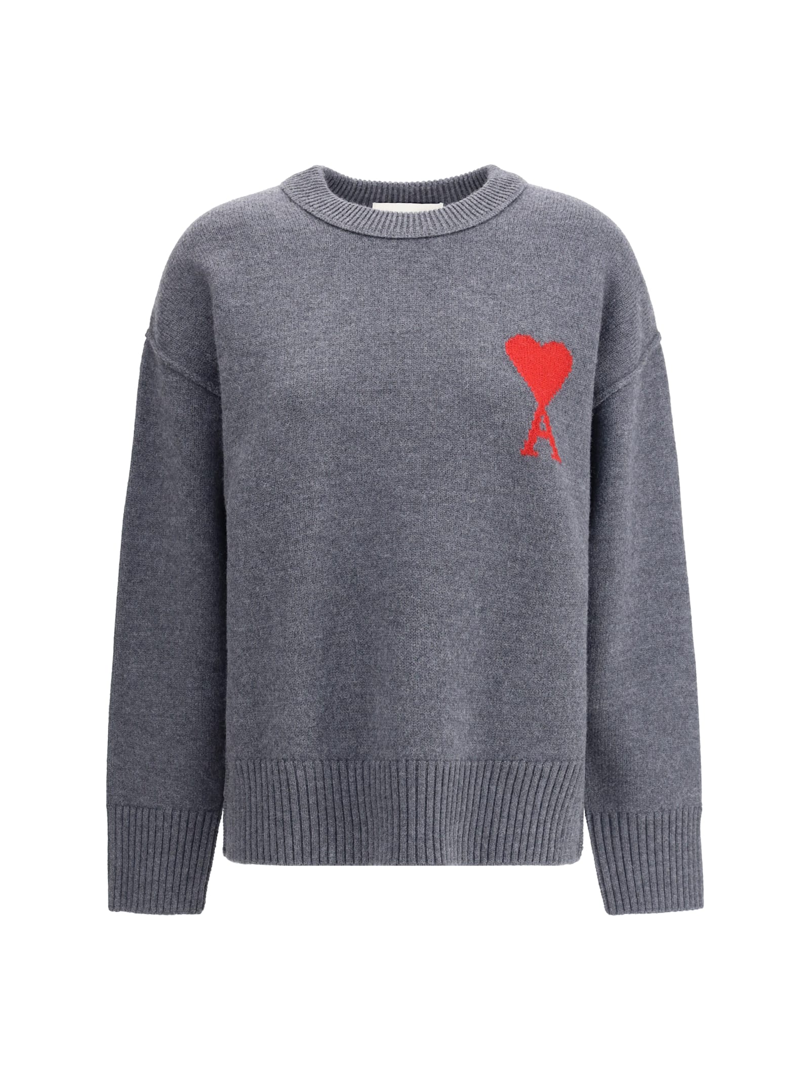 Ami Alexandre Mattiussi Ami De Coeur Sweater In Gray