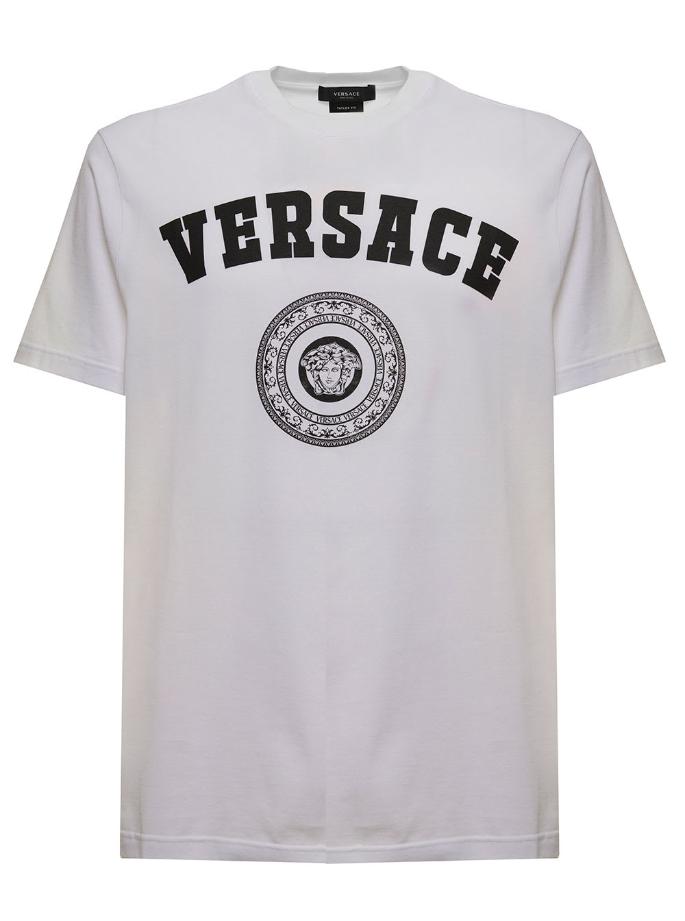 Versace Mens White Cotton T-shirt With Logo Print