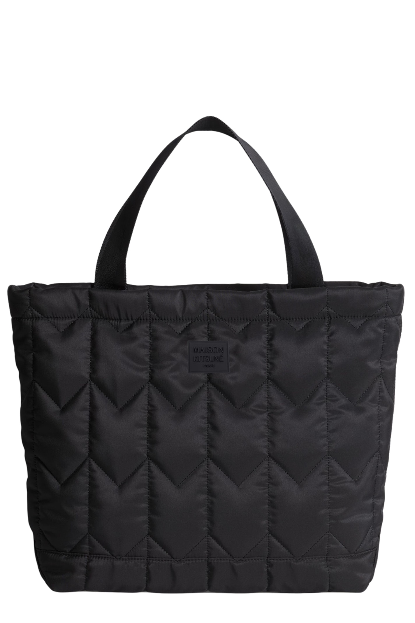 Maison Kitsuné Chevron Quilted Large Tote In Black