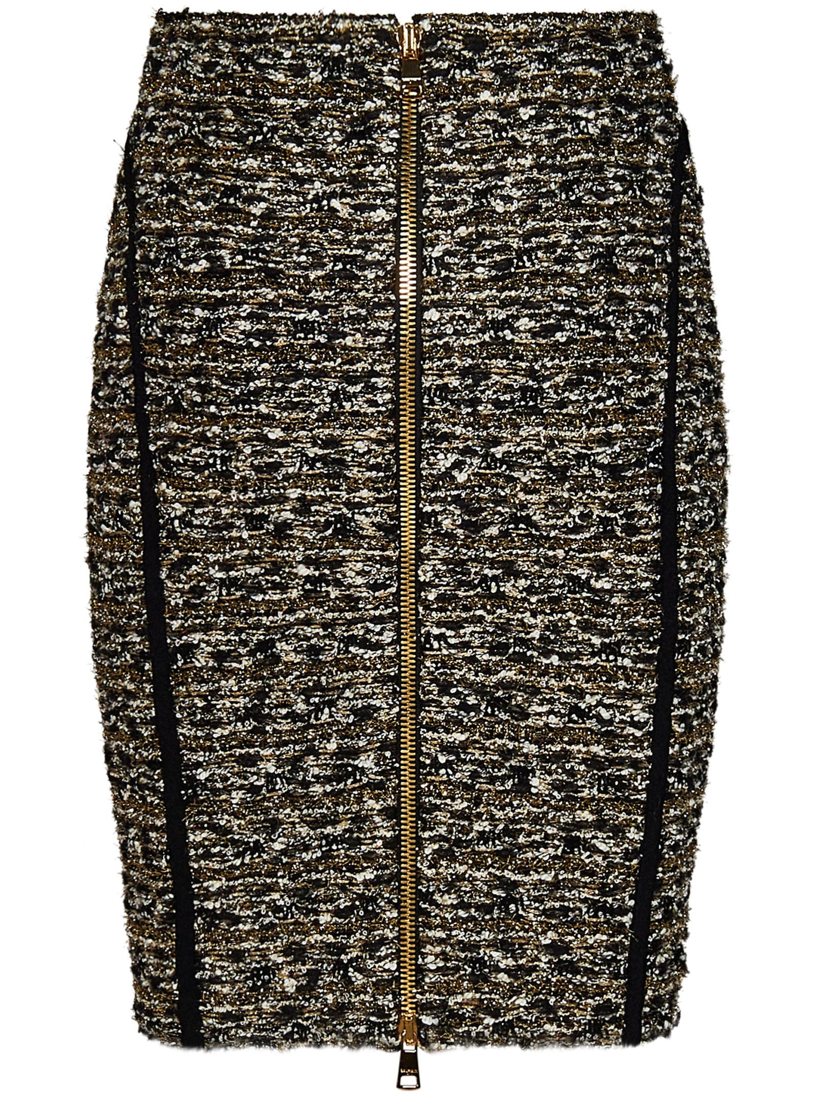 Shop Balmain Mini Skirt In Noir/or