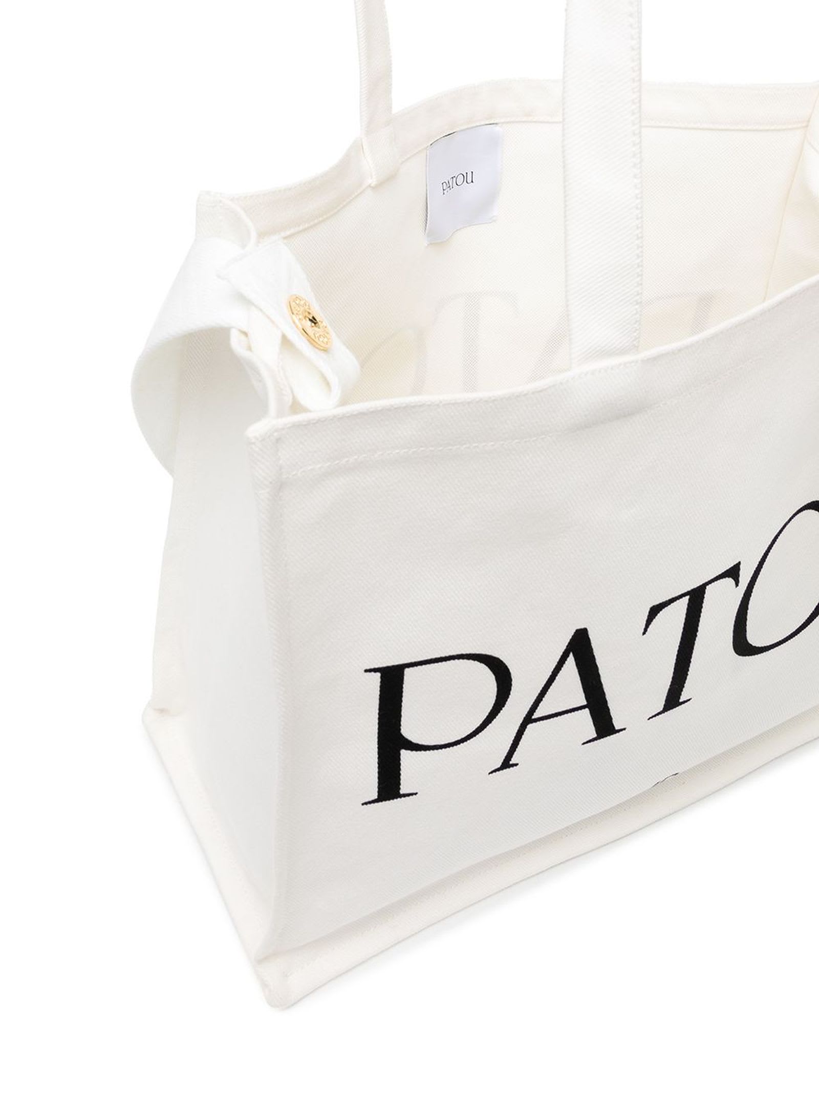 Shop Patou White Cotton Tote Bag