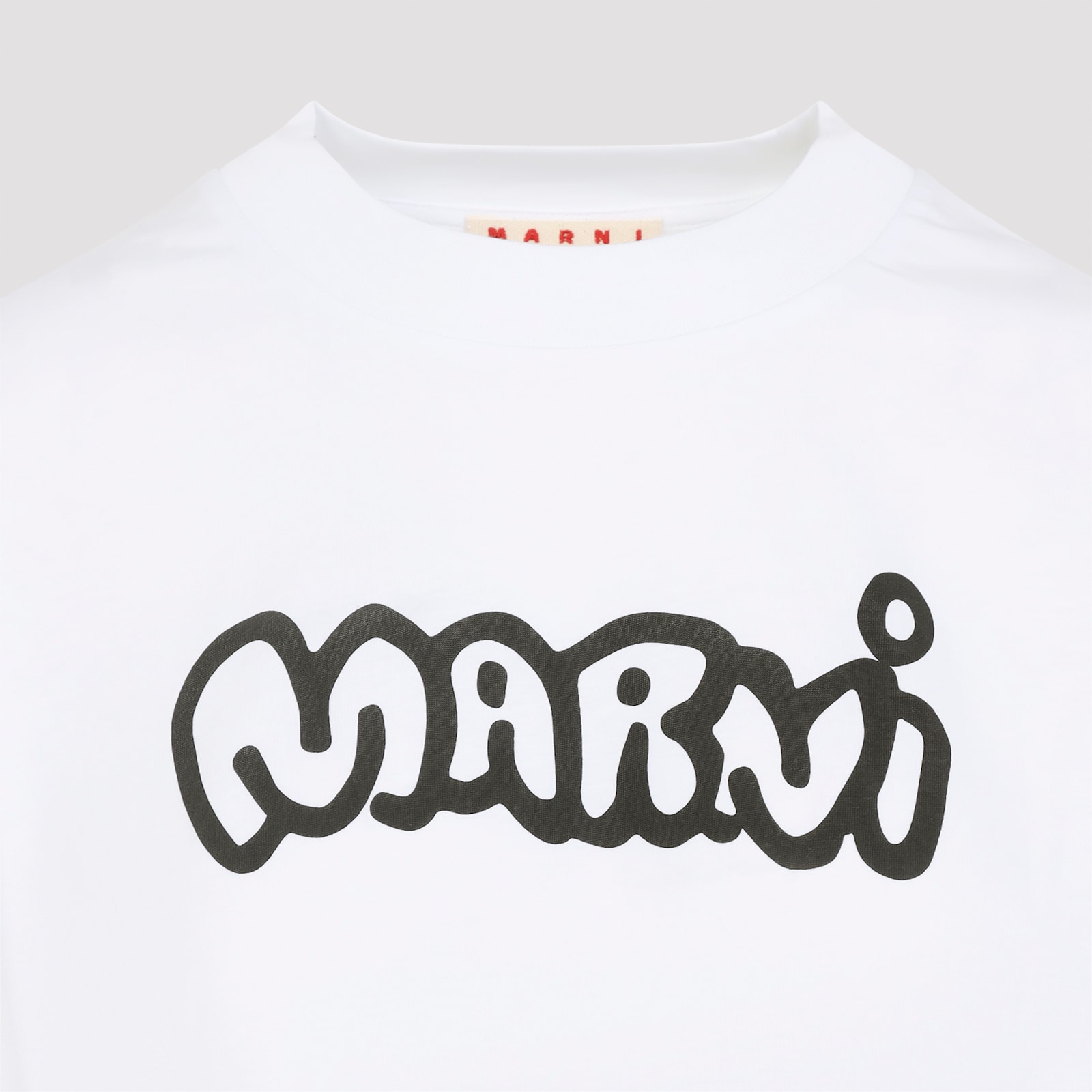 Marni Short Sleeve Boxy Crop Top In White