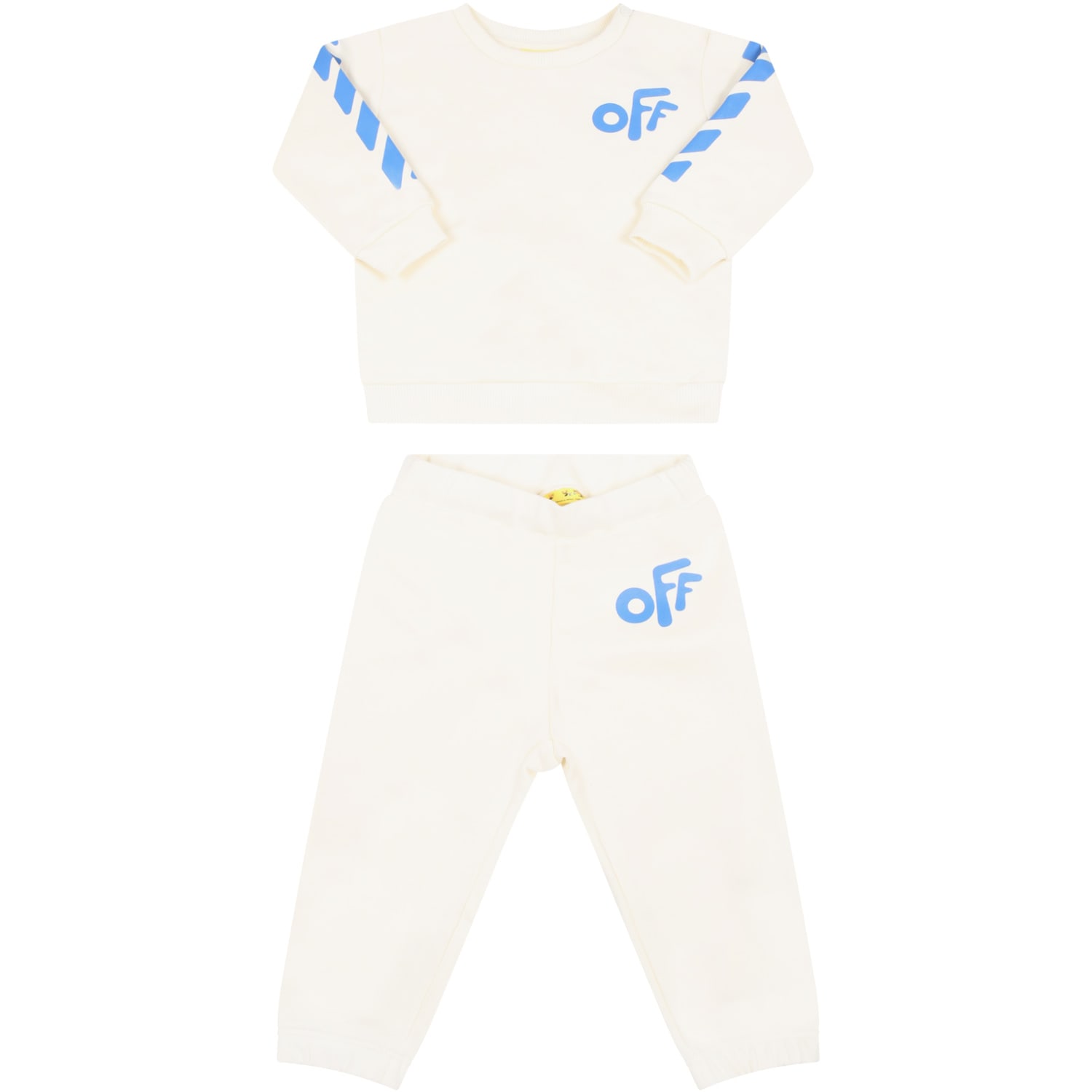 Off-White Ivory Tracksuit For Baby Boy With Logo