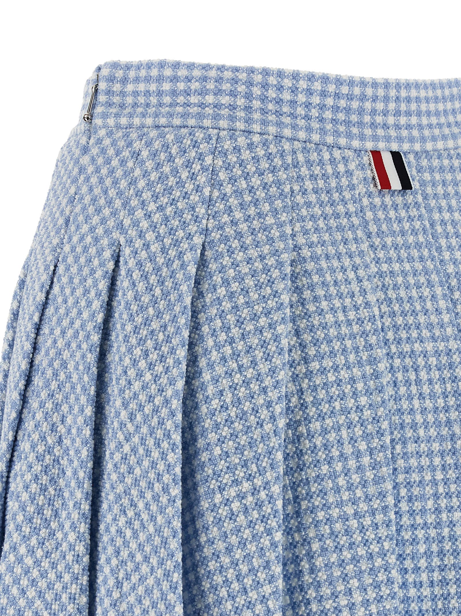 Thom Browne Pleated Tweed Skirt Skirts Light Blue In Blue