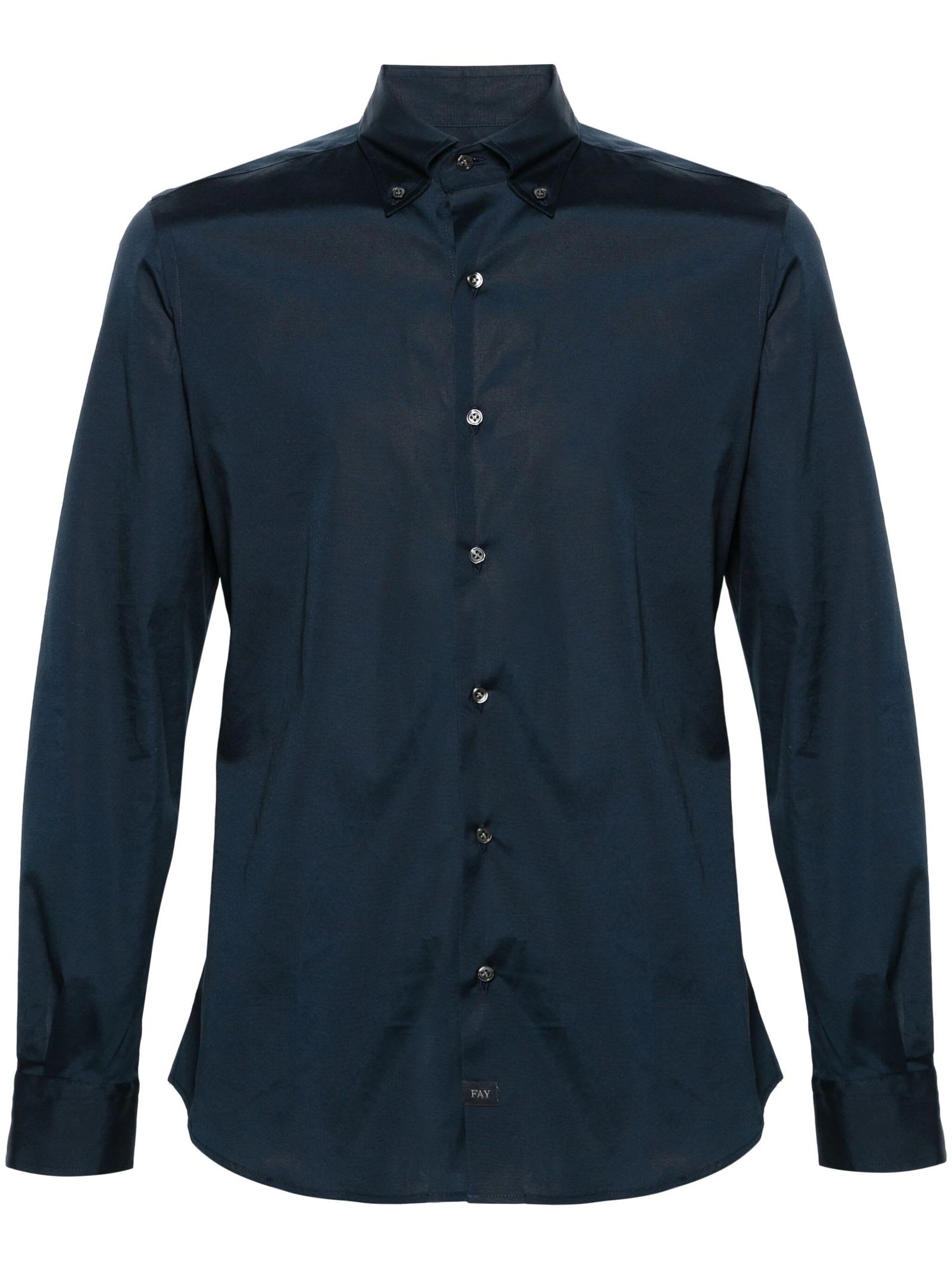 Shop Fay Blue Cotton Blend Shirt