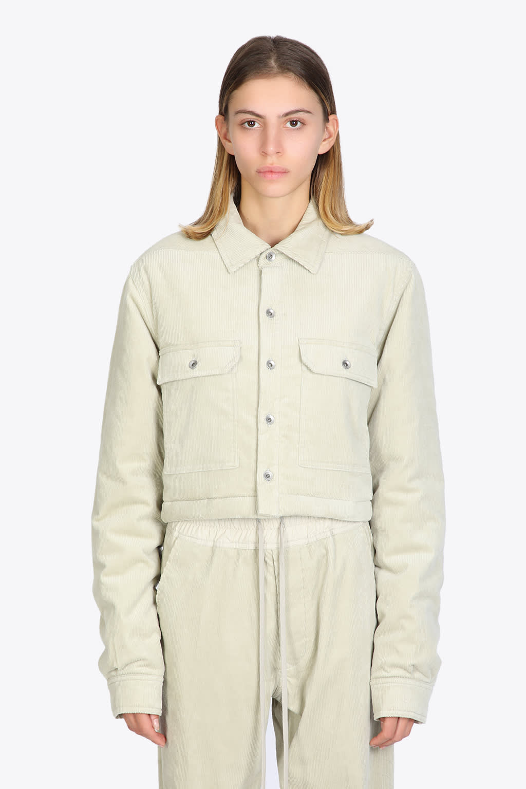 DRKSHDW Cropped Outershirt Light grey corduroy cropped jacket - Cropped outershirt