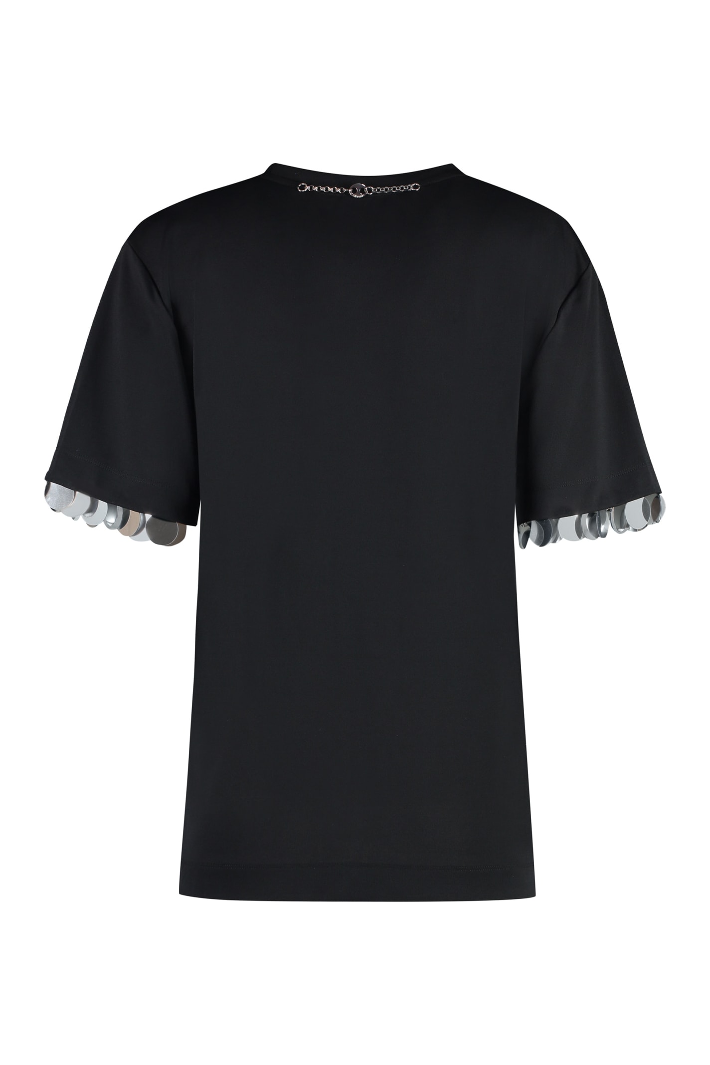 Shop Rabanne Viscose Crew-neck T-shirt In Black