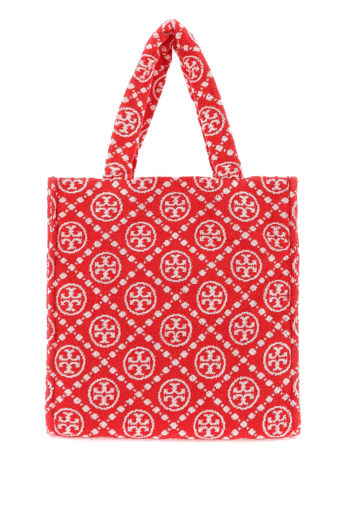 Shop Tory Burch T Monogram Terry Tote Bag In Strawberry (red)