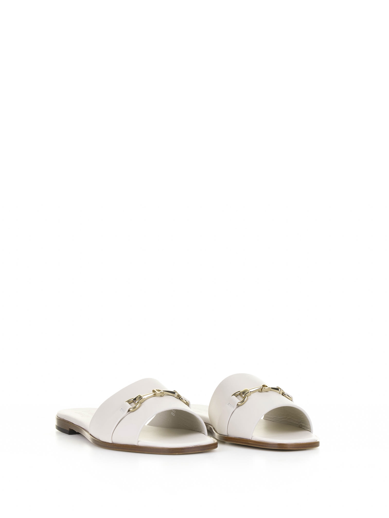 Shop Doucal's White Leather Slipper With Horsebit In Gesso