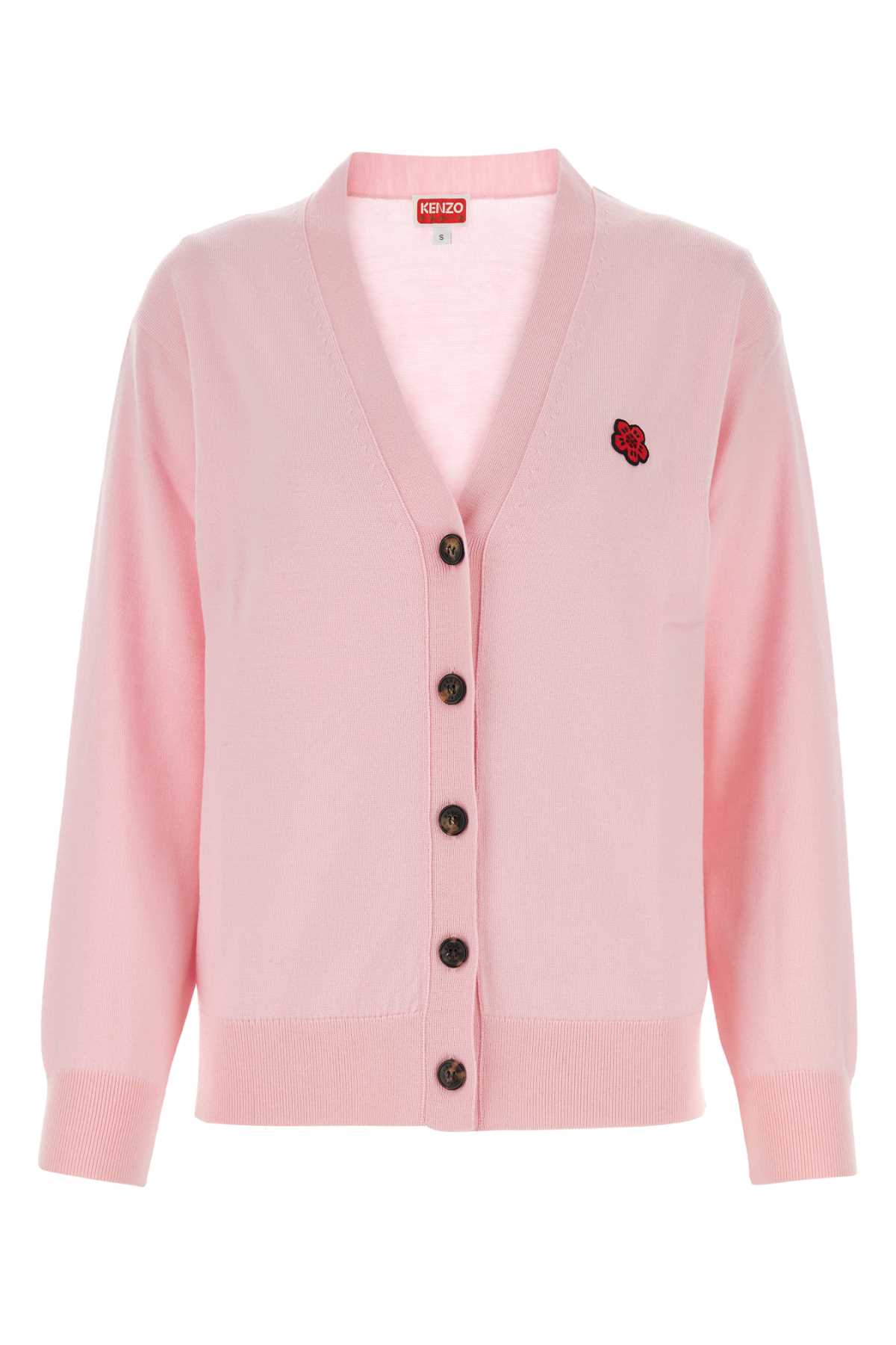 Shop Kenzo Pink Wool Cardigan In Roseclair