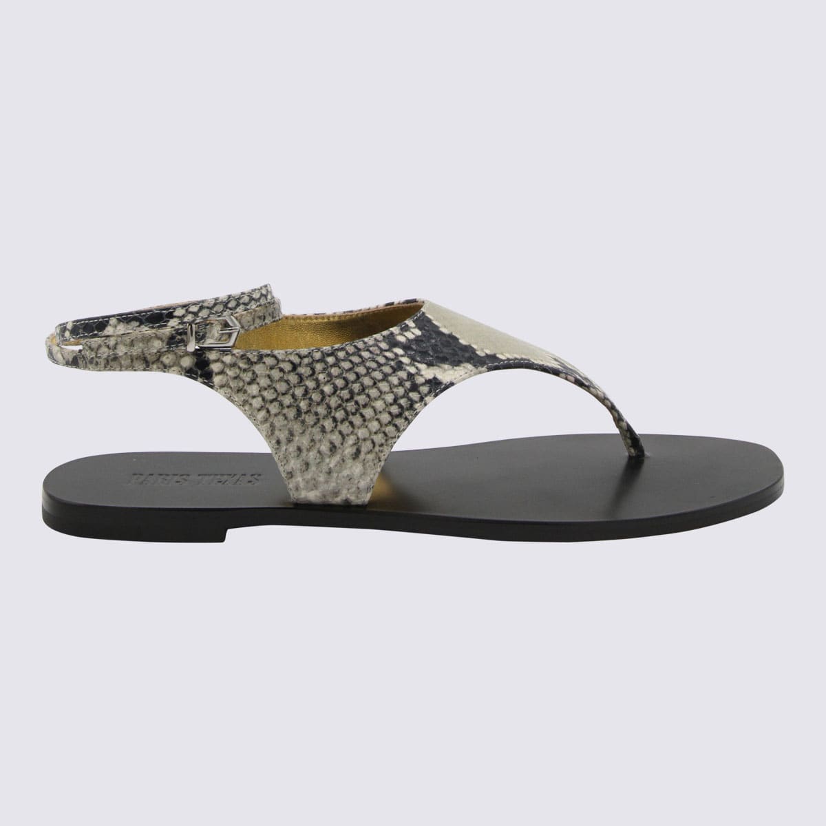 Shop Paris Texas Grey Leather Amalfi Sandals In Printed Python Naturale