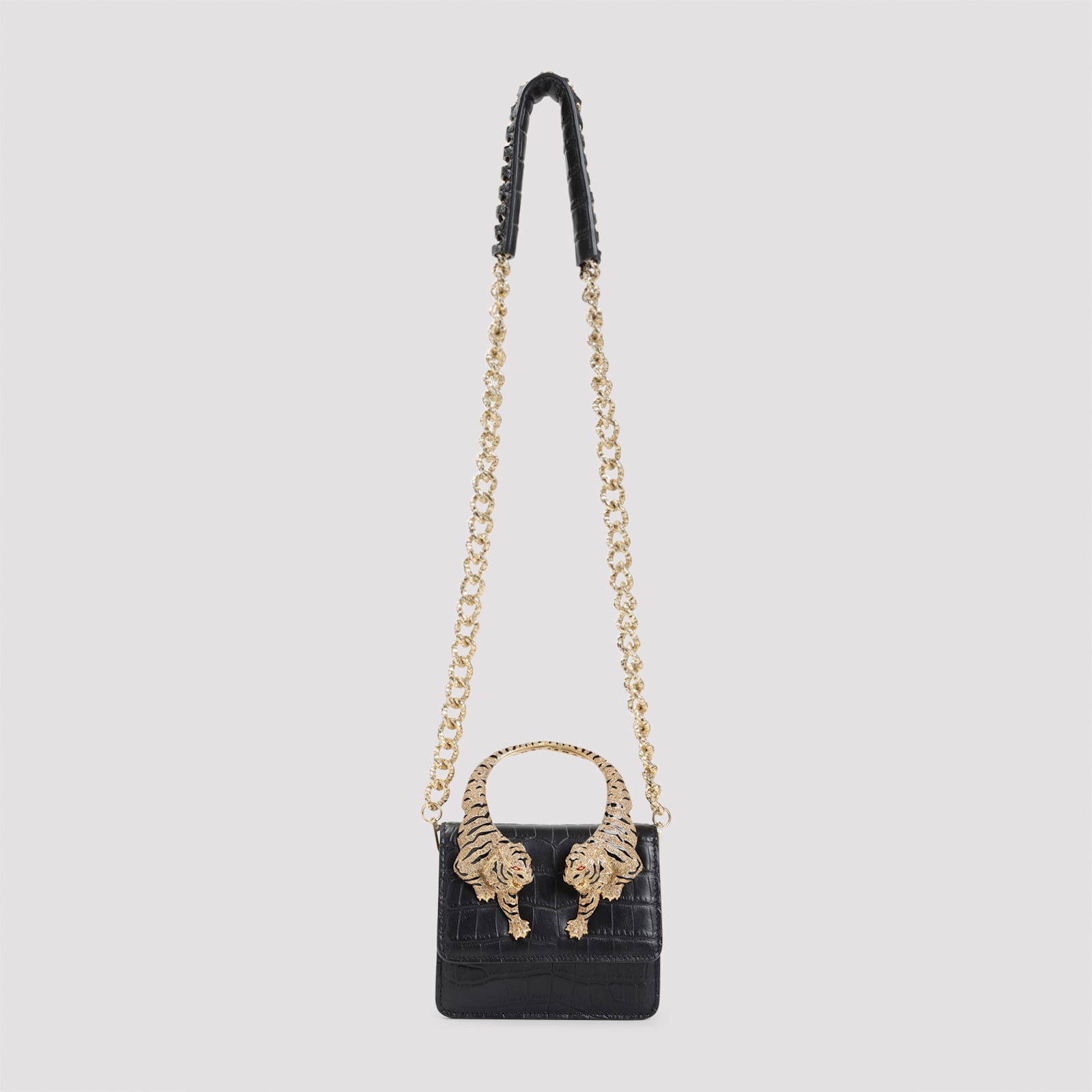 Roberto Cavalli Roar Small Flap Shoulder Bag In Black