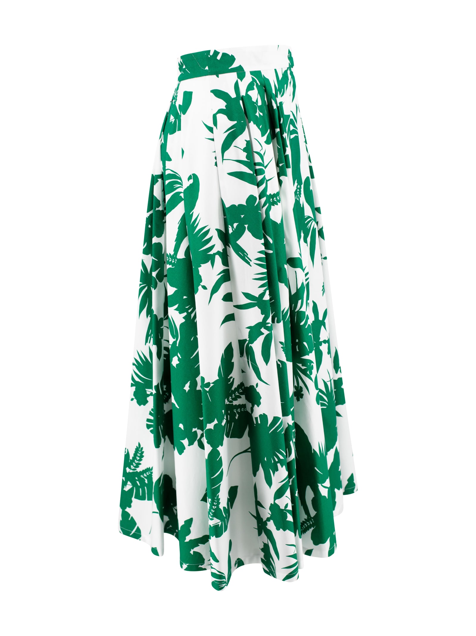 Max Mara Printed Poplin Pleated Skirt In Fantasia
