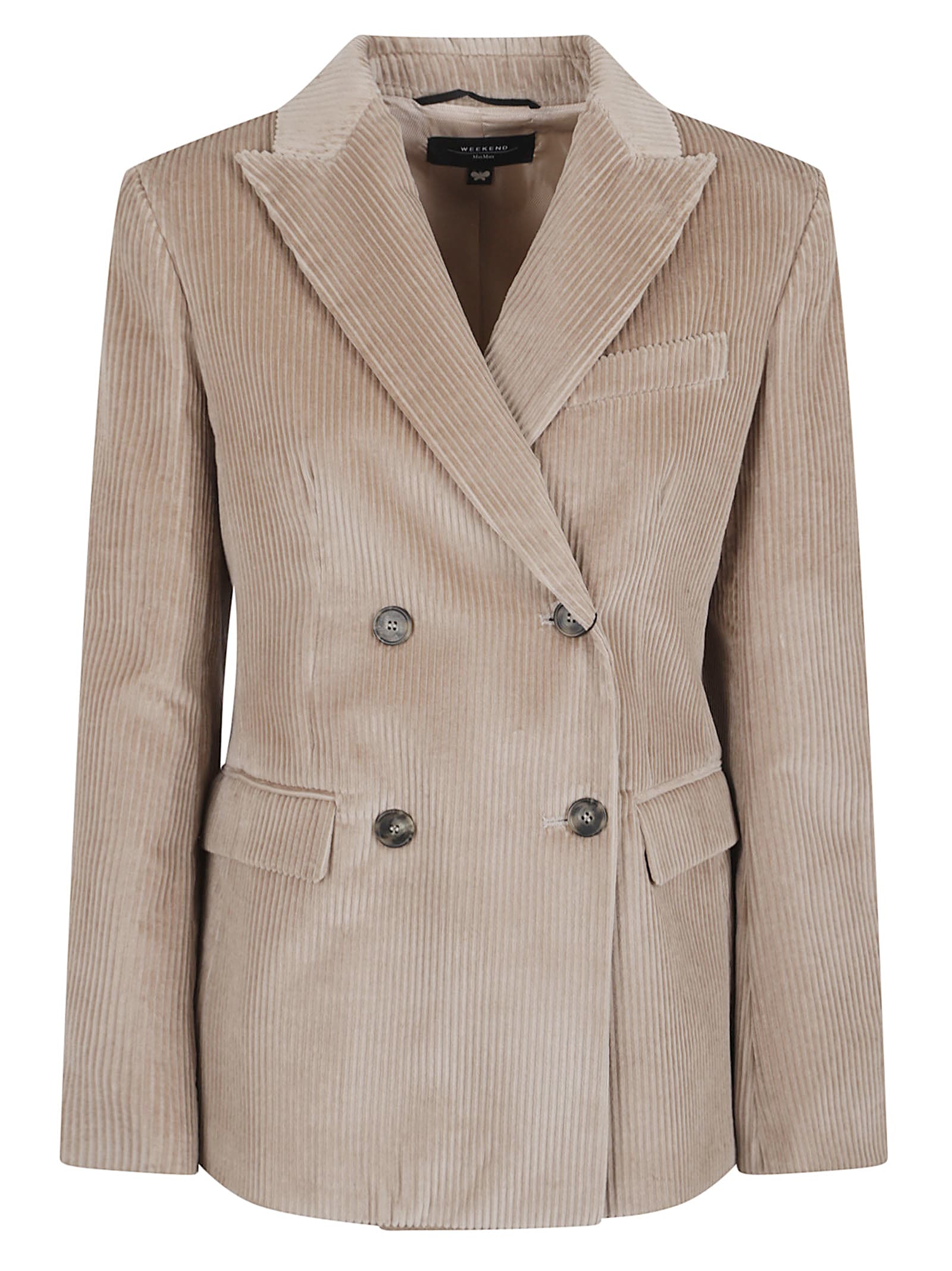Weekend Max Mara Corduroy Double-breasted Blazer In Brown
