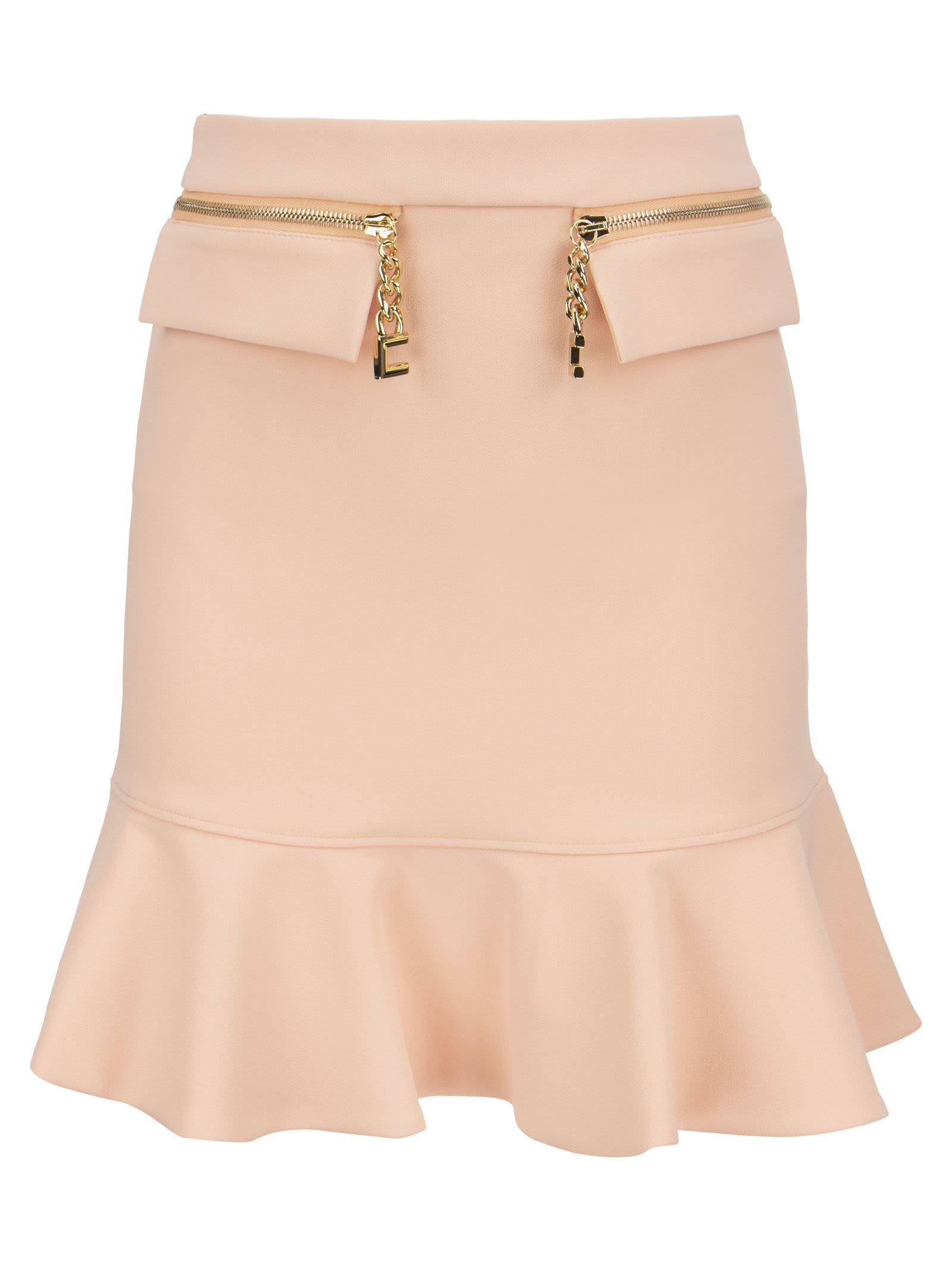 Elisabetta Franchi Miniskirt With Flounce And Gold Charm