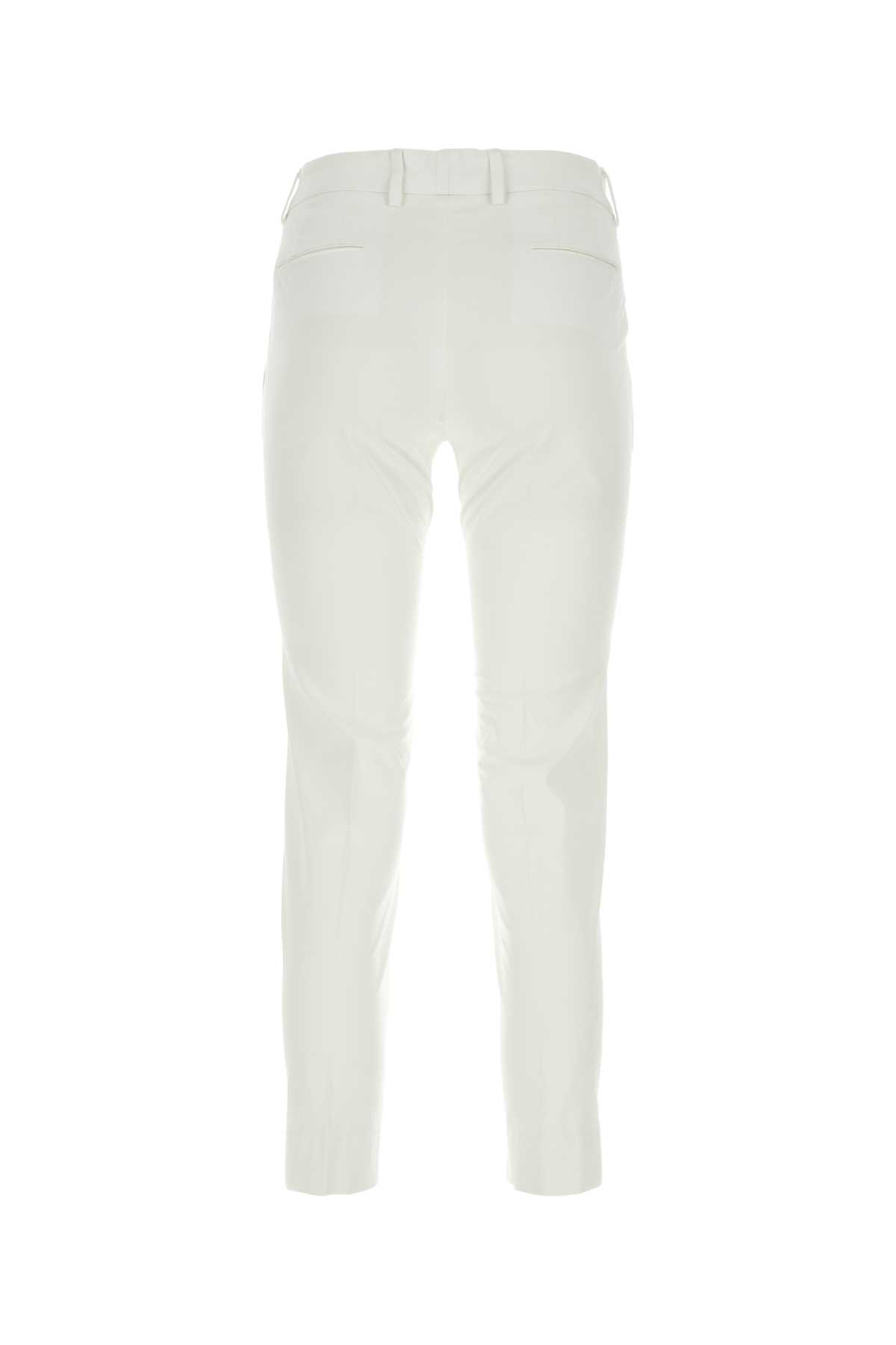 Pt01 White Stretch Cotton New York Pant In Y010