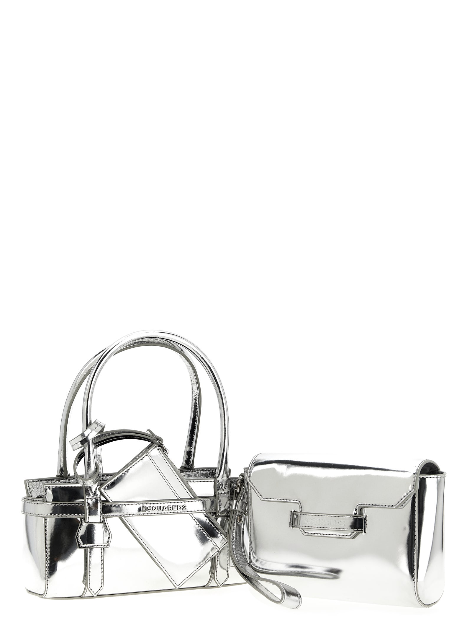 Dsquared2 Twin Mini Handbag In Silver