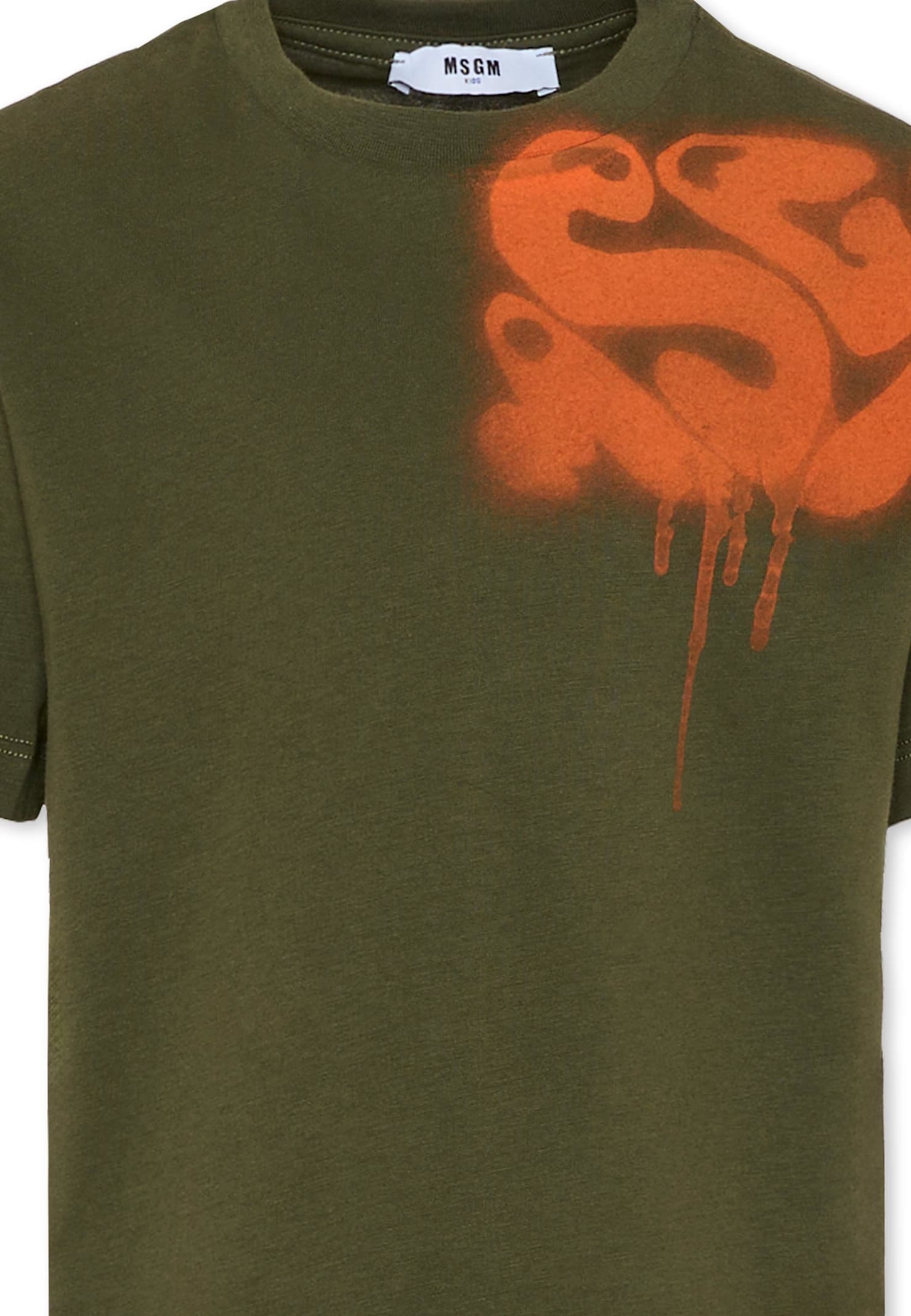 Msgm Green T-shirt For Boy With Logo In Green