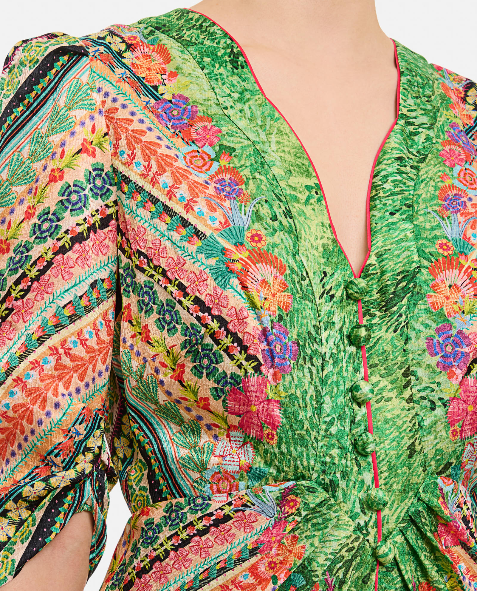 Shop Saloni Mitsu-b Midi Dress In Multicolour