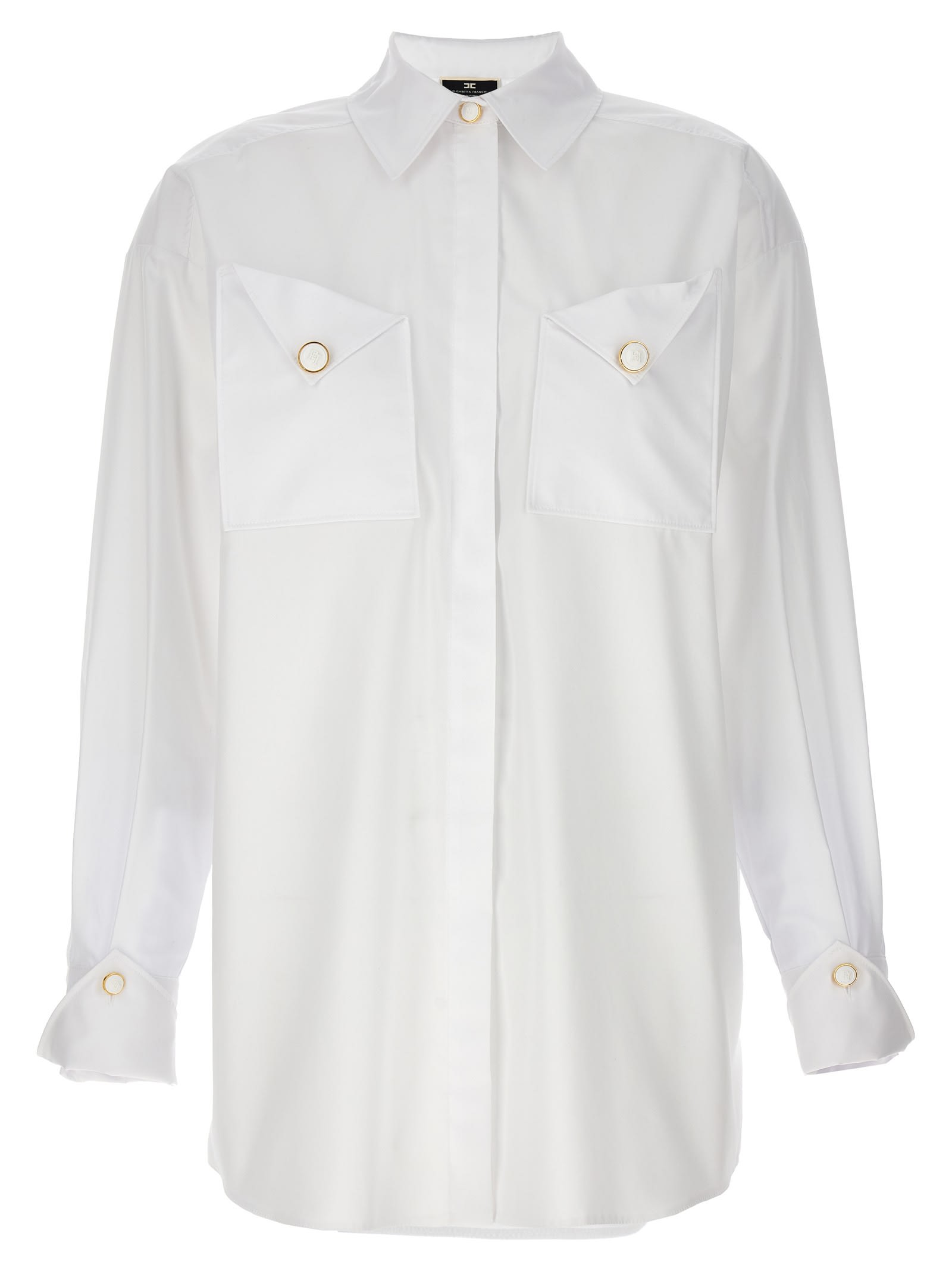 Elisabetta Franchi Embroidered Poplin Shirt In White