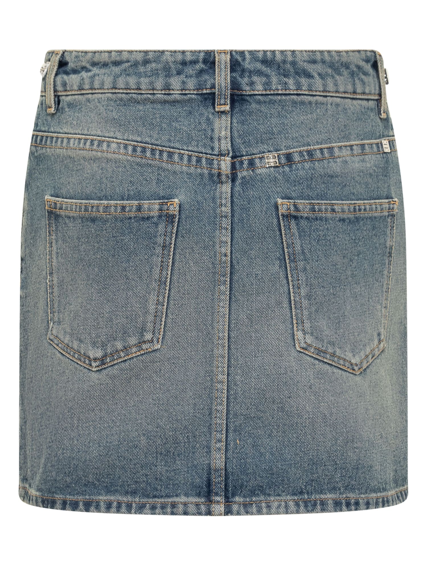Shop Givenchy Denim Skirt With Chain In Medium Blue