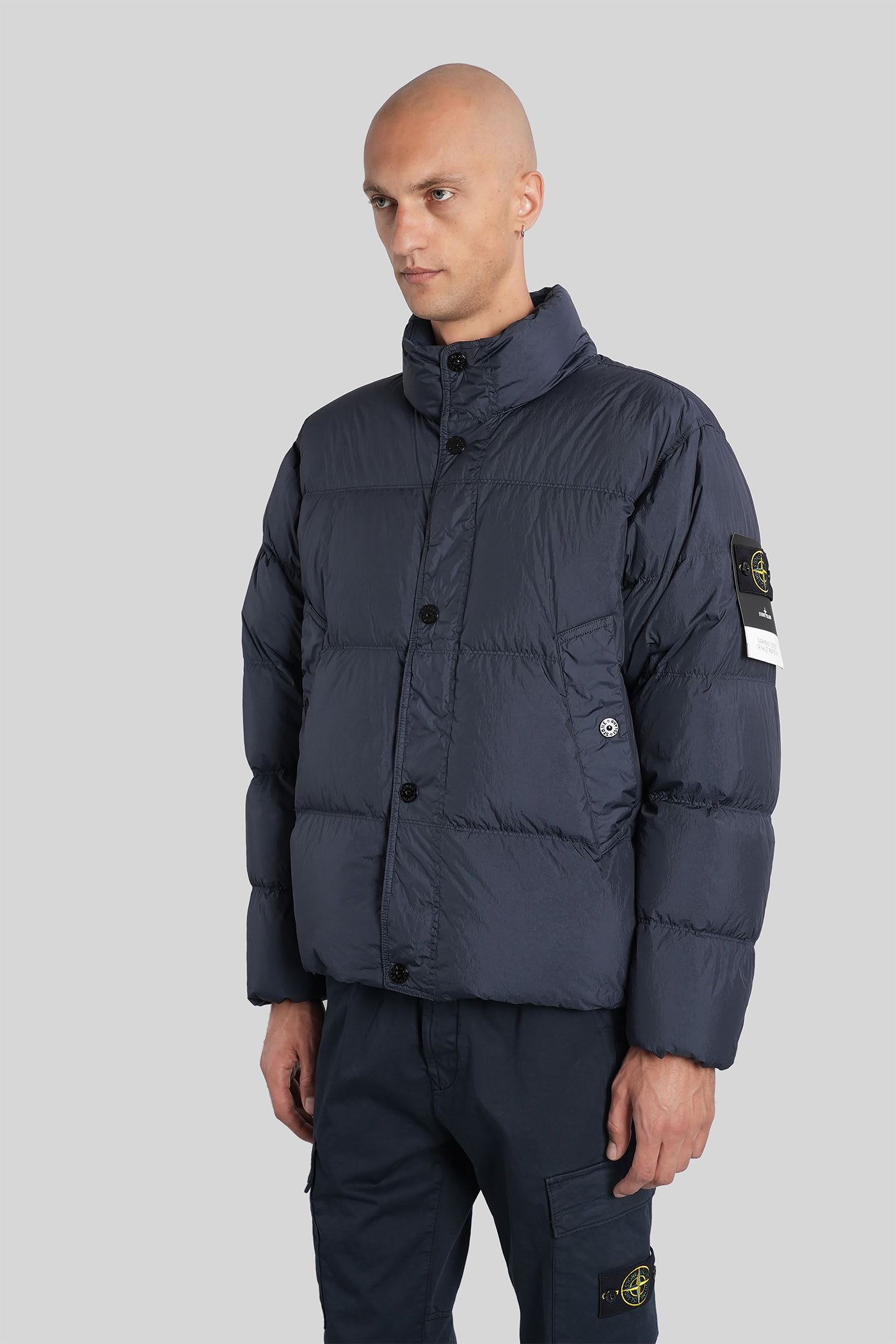 Stone Island Down Jacket In Lightweight Recycled Nylon Reps Jackets Blue In Blue
