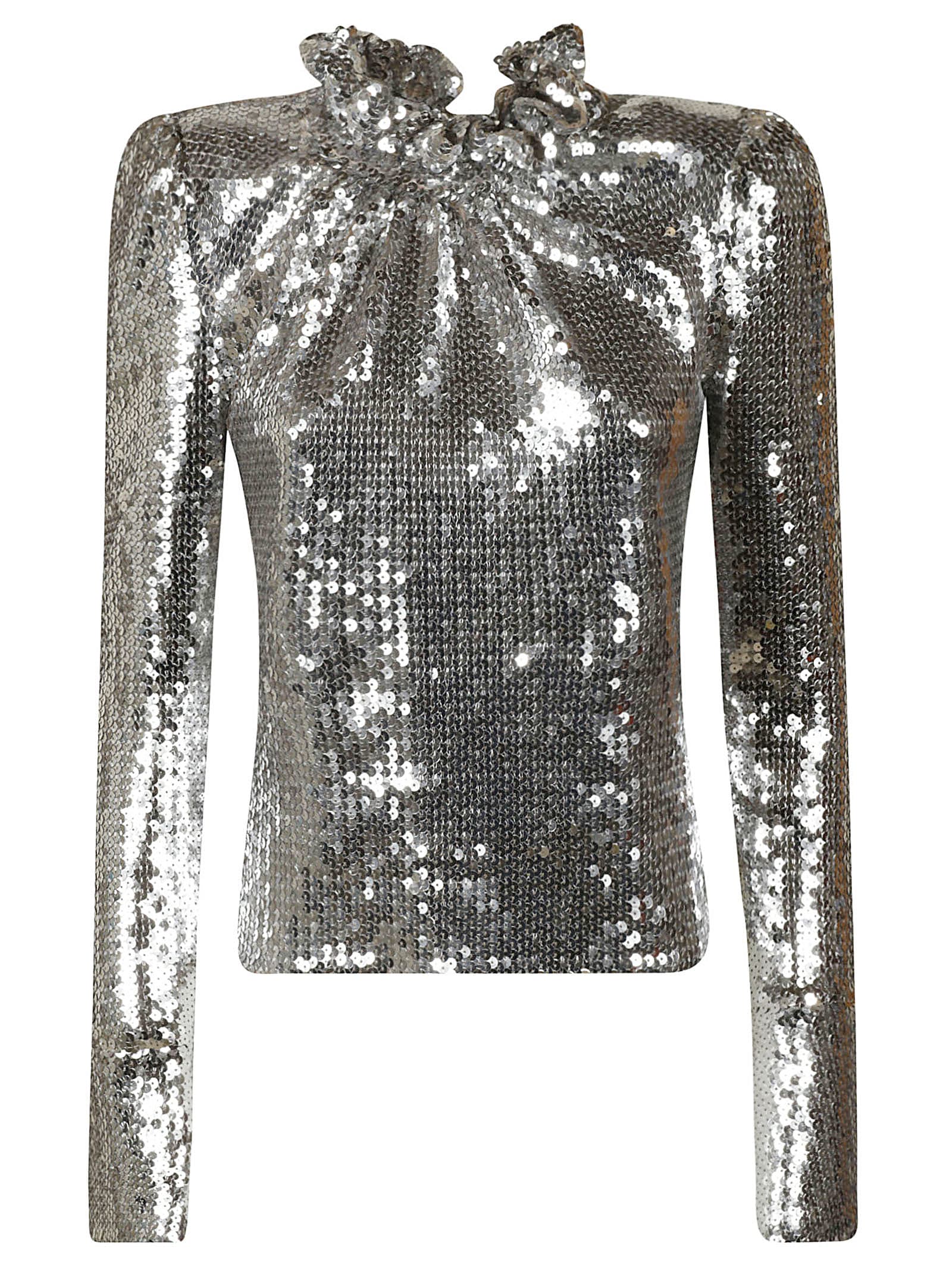 Paco Rabanne All-over Metallic Embellished High-neck Top